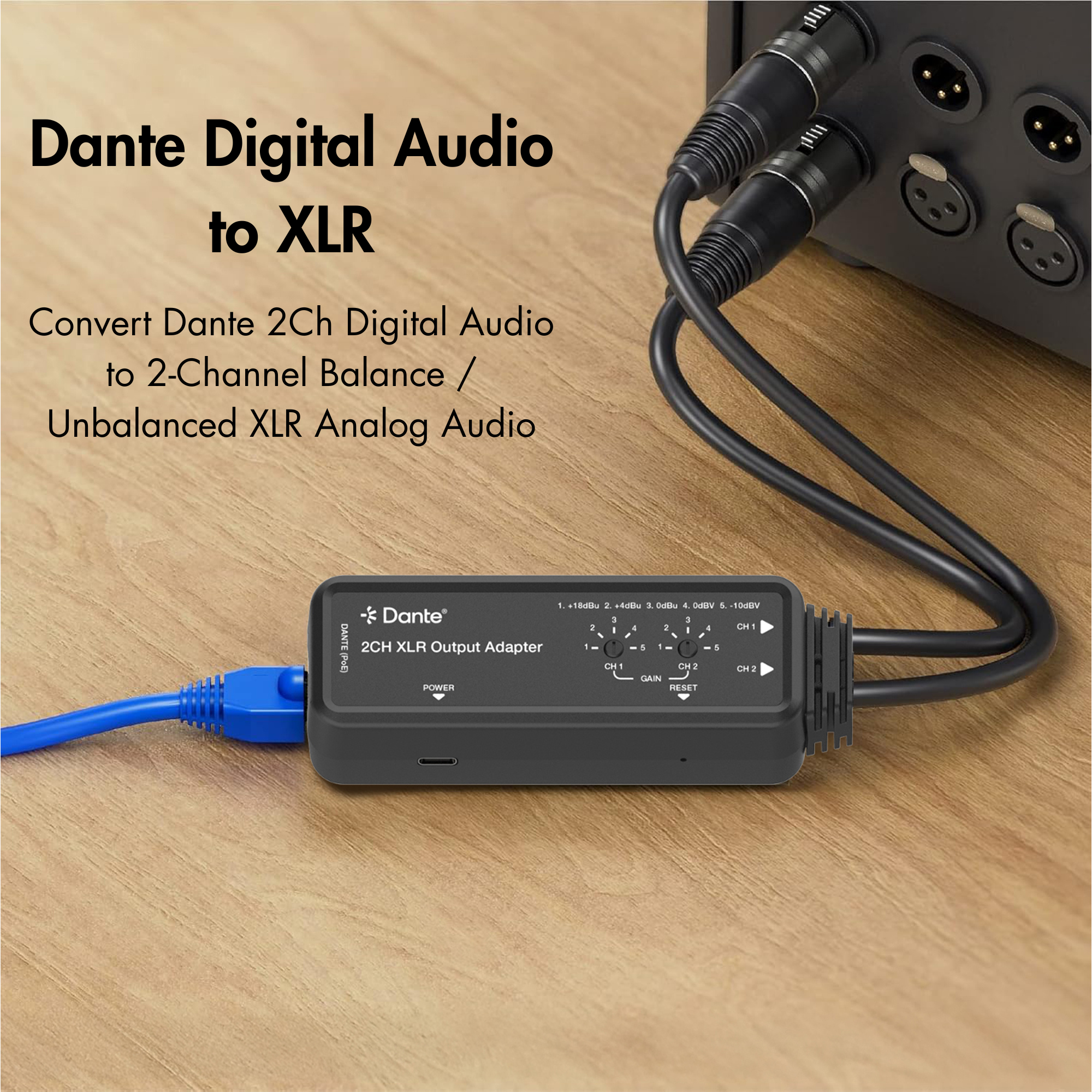 2-Channel Dante to XLR Audio Output Adapter