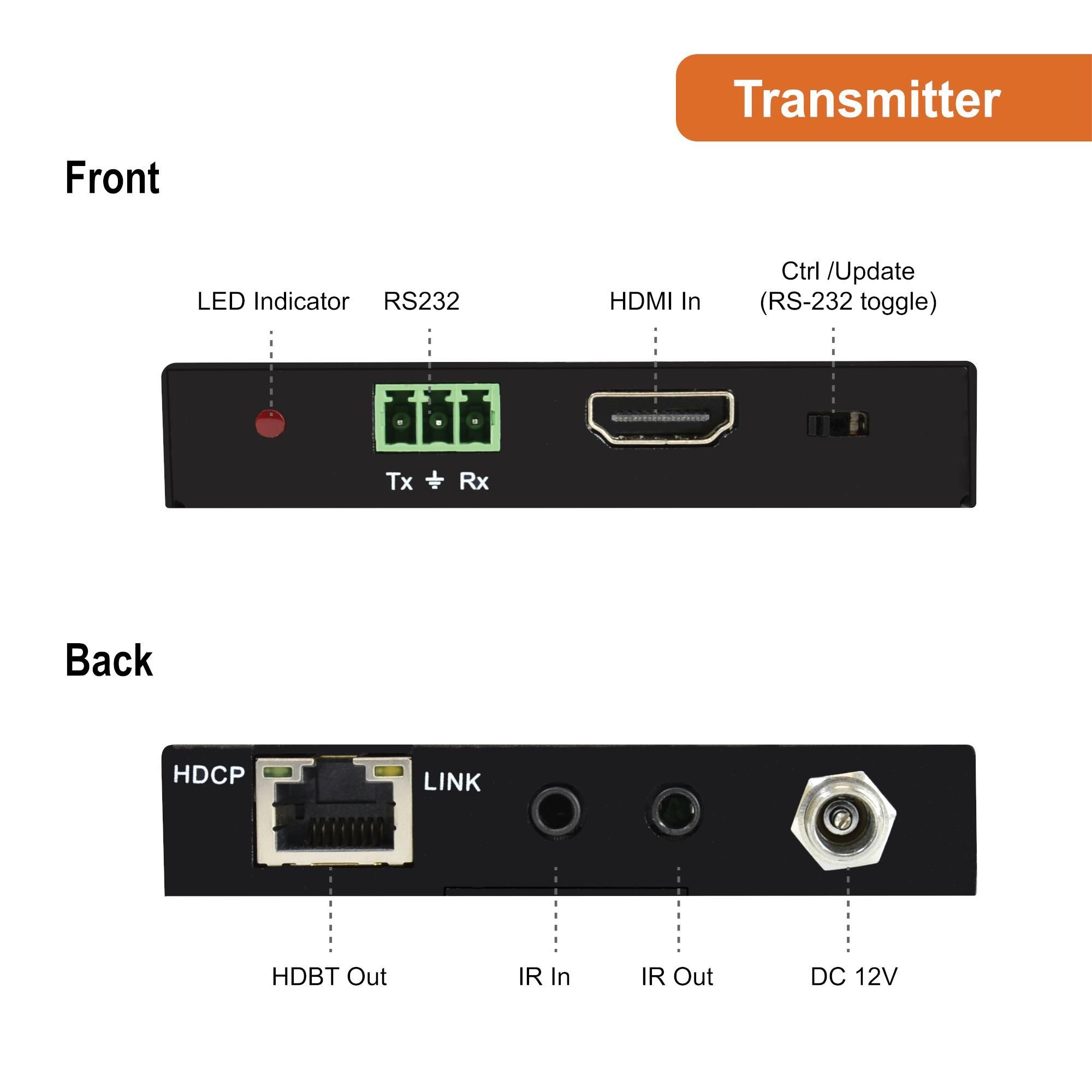 4K 60Hz (4:2:0) HDBaseT HDMI Extender Balun Over Ethernet (130ft)