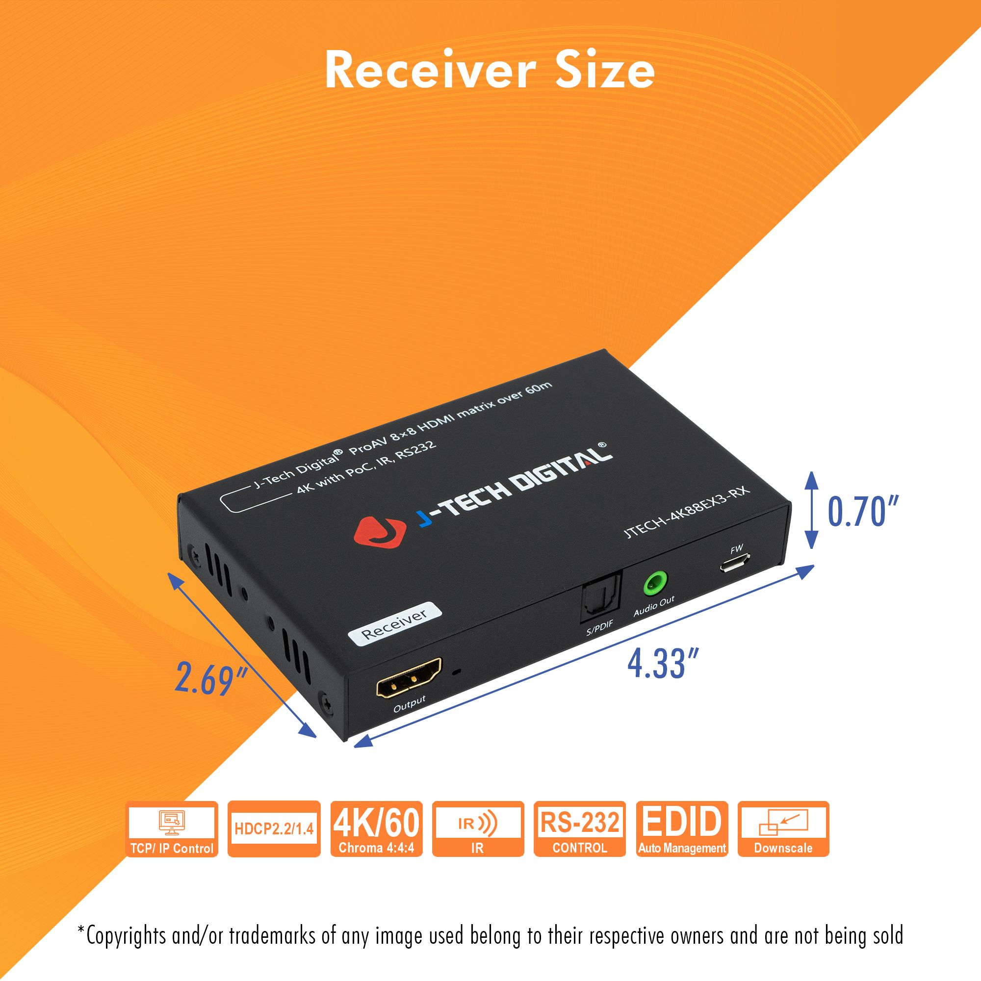 4K 60Hz 8x8 HDMI Matrix Extender Over Ethernet (213ft)