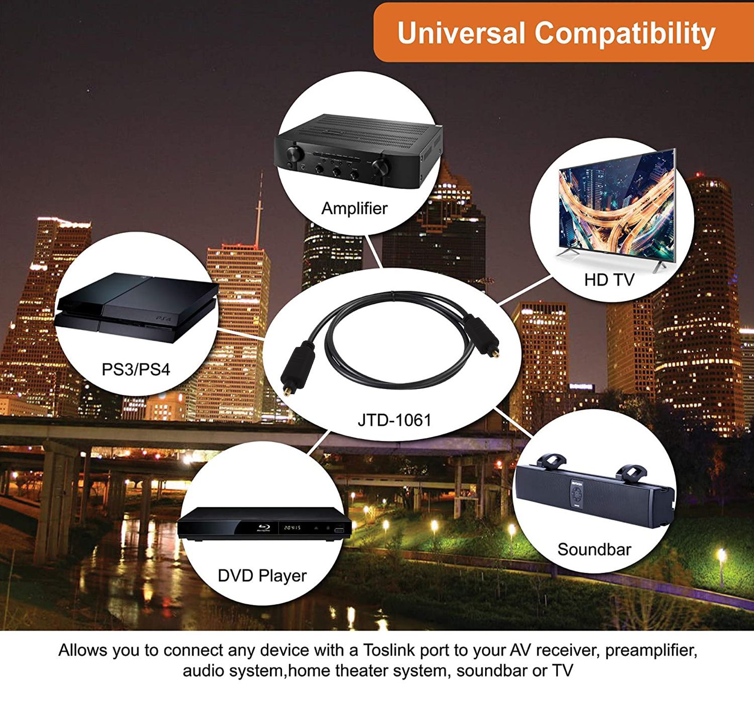 3ft Toslink Digital Optical SPDIF Audio Cable