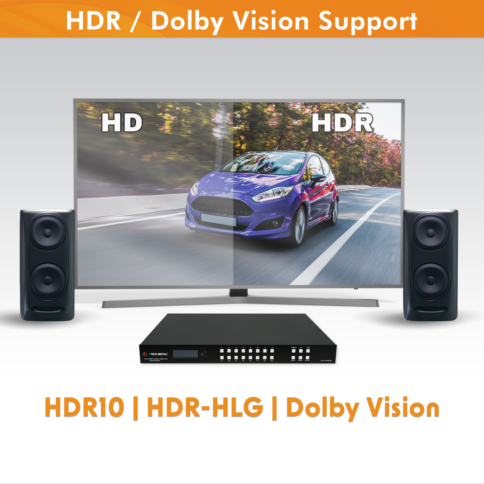 4K 60Hz 16x16 HDMI Matrix with 4K to 1080P Downscaling and Analog Audio Matrix