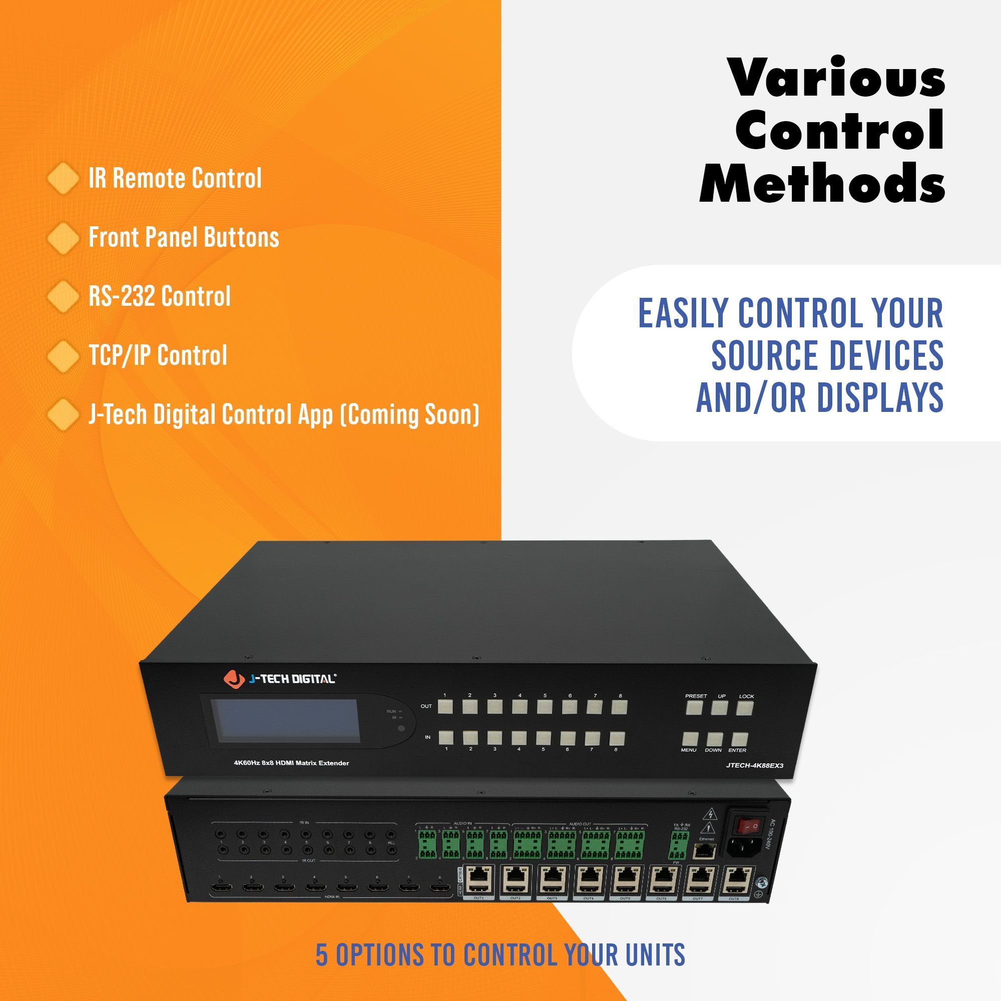 4K 60Hz 8x8 HDMI Matrix Extender Over Ethernet (213ft)