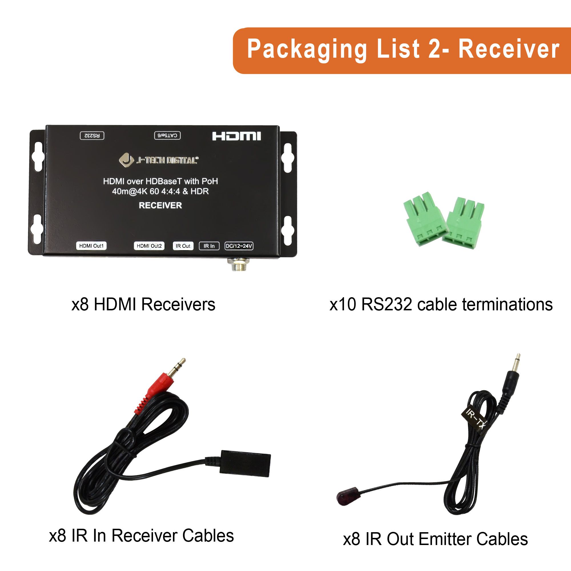 4K 60Hz 8x16 HDMI Matrix Extender with PoC (130ft)