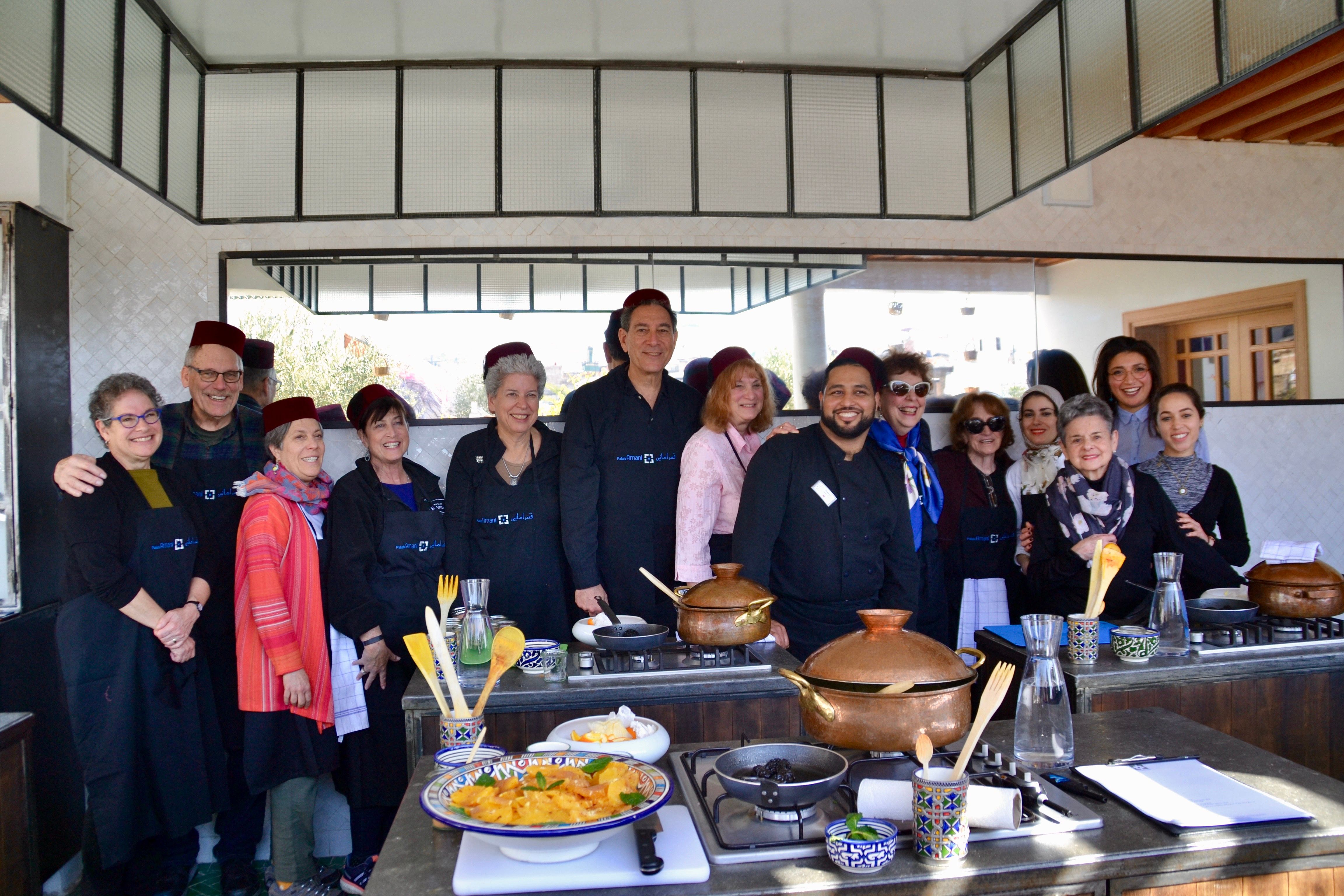 Alumni association travel in Morocco - guests enjoying a cooking class
