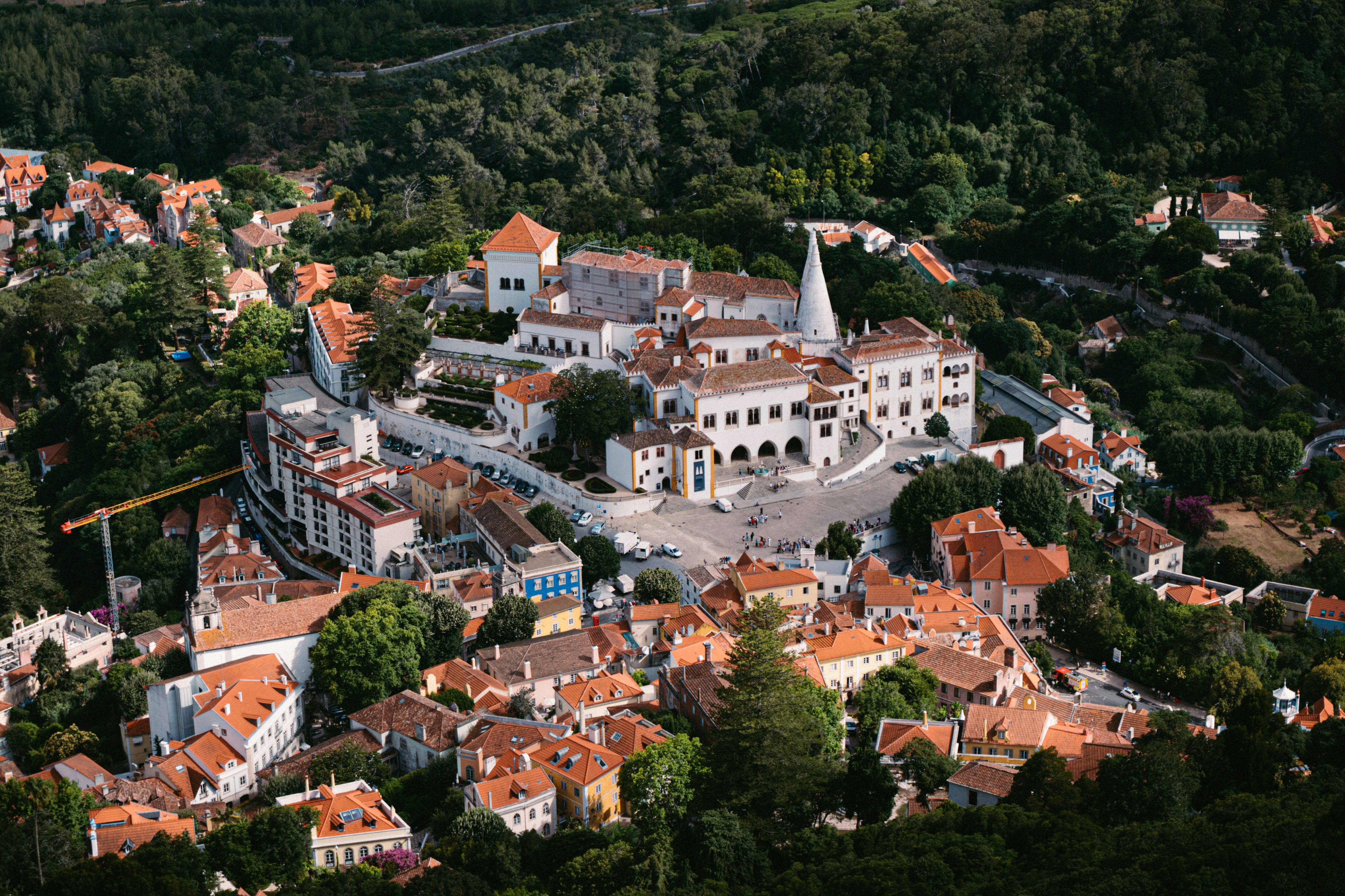 Aerial view of historical Sintra, Portugal