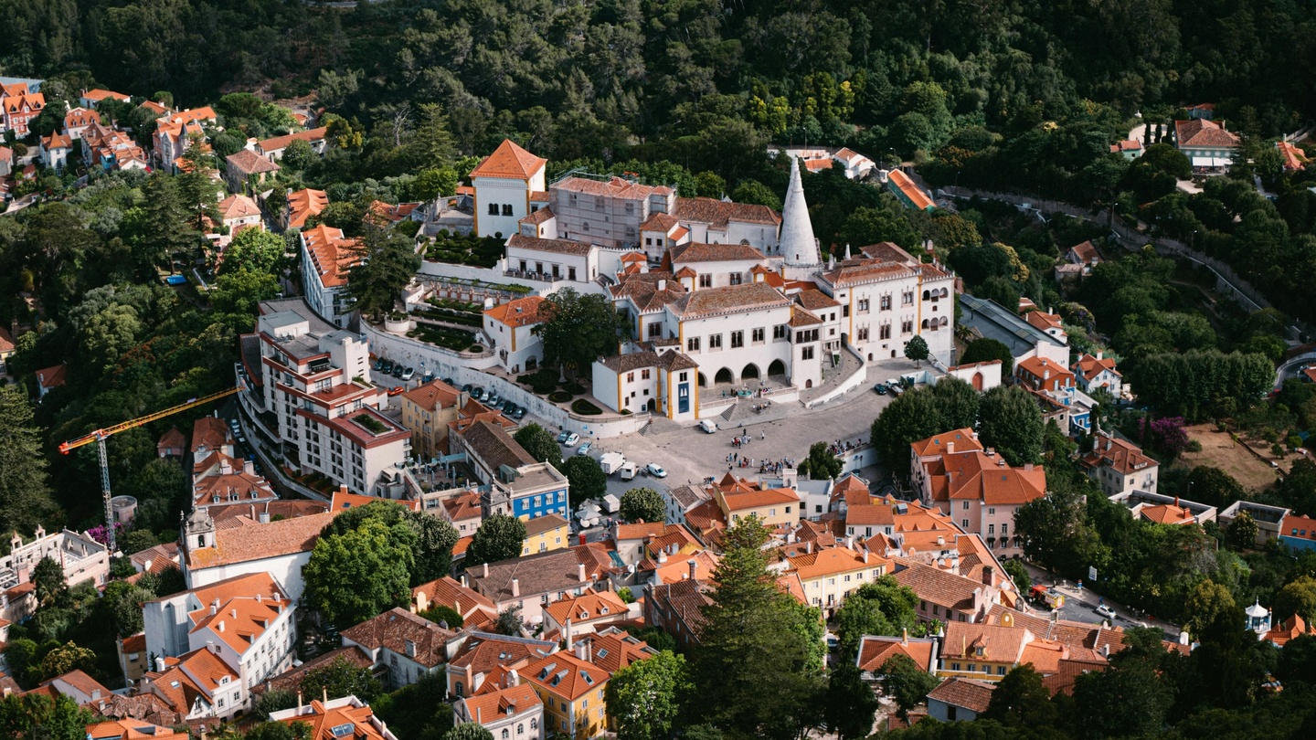 Aerial view of historical Sintra, Portugal