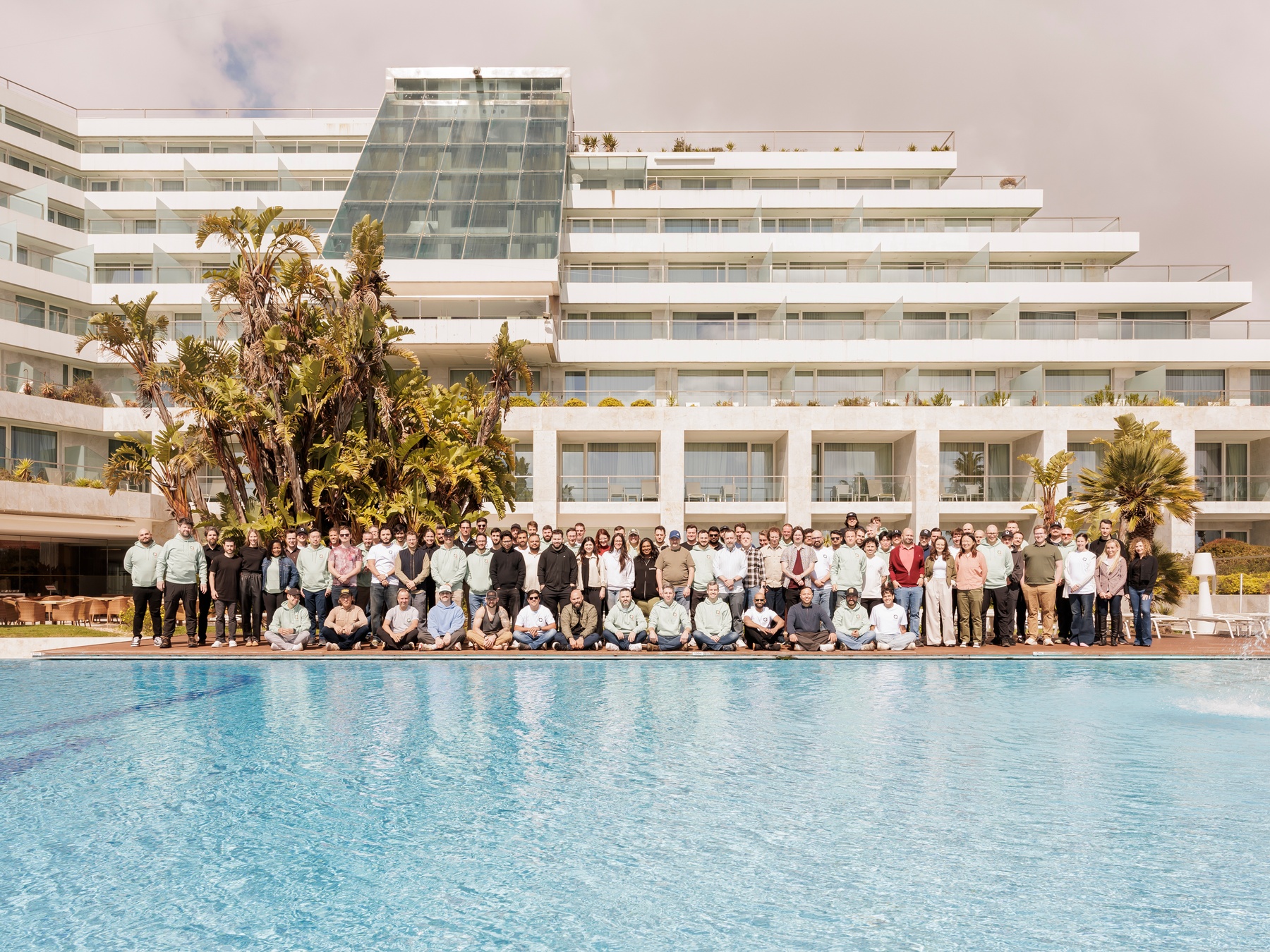 Team photo taken at hotel in Cascais