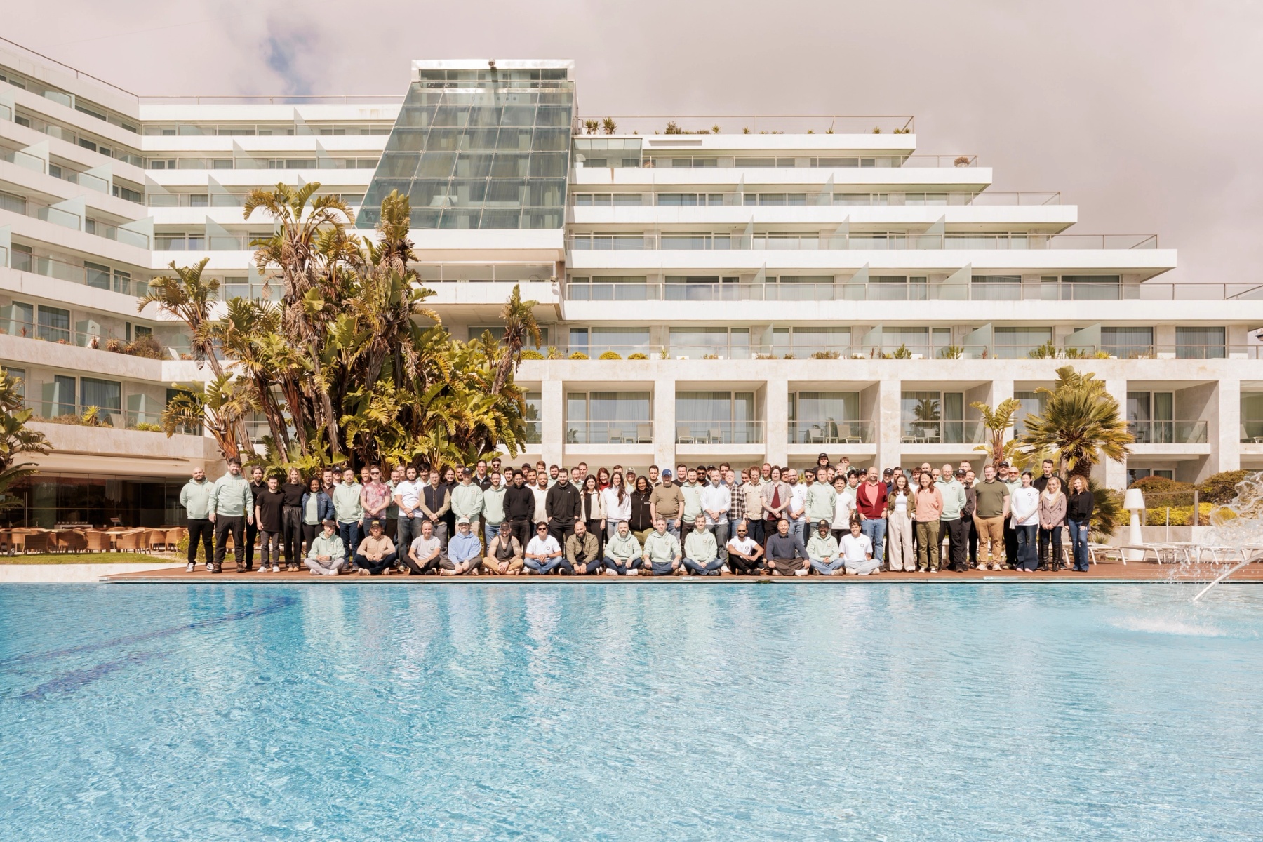 Team photo taken at hotel in Cascais