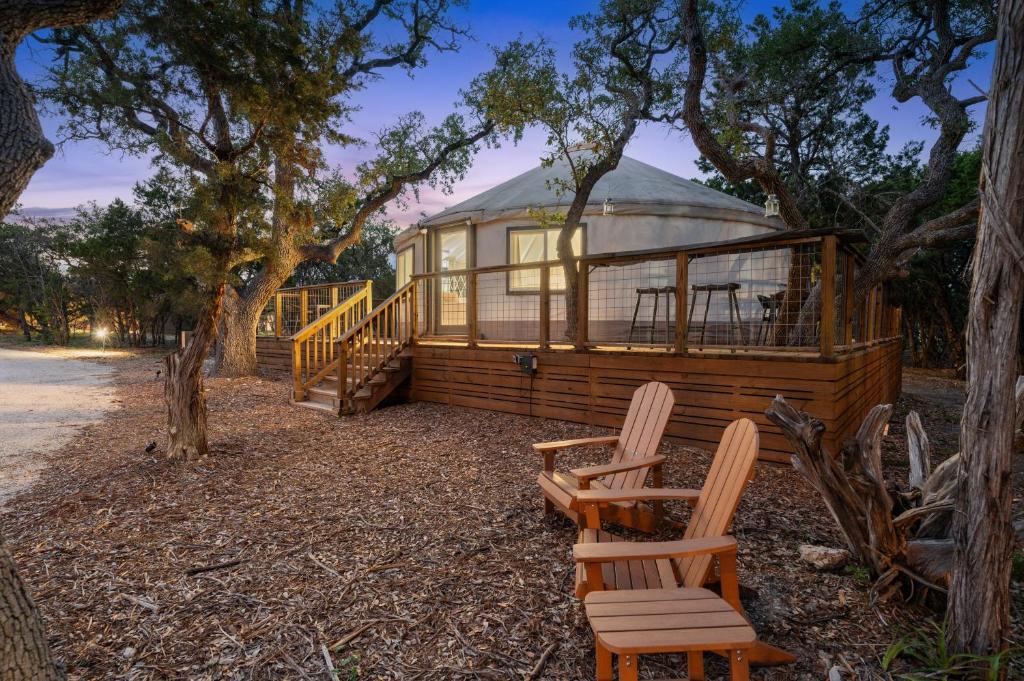 A yurt-style cabin a Cedars Ranch in Texas