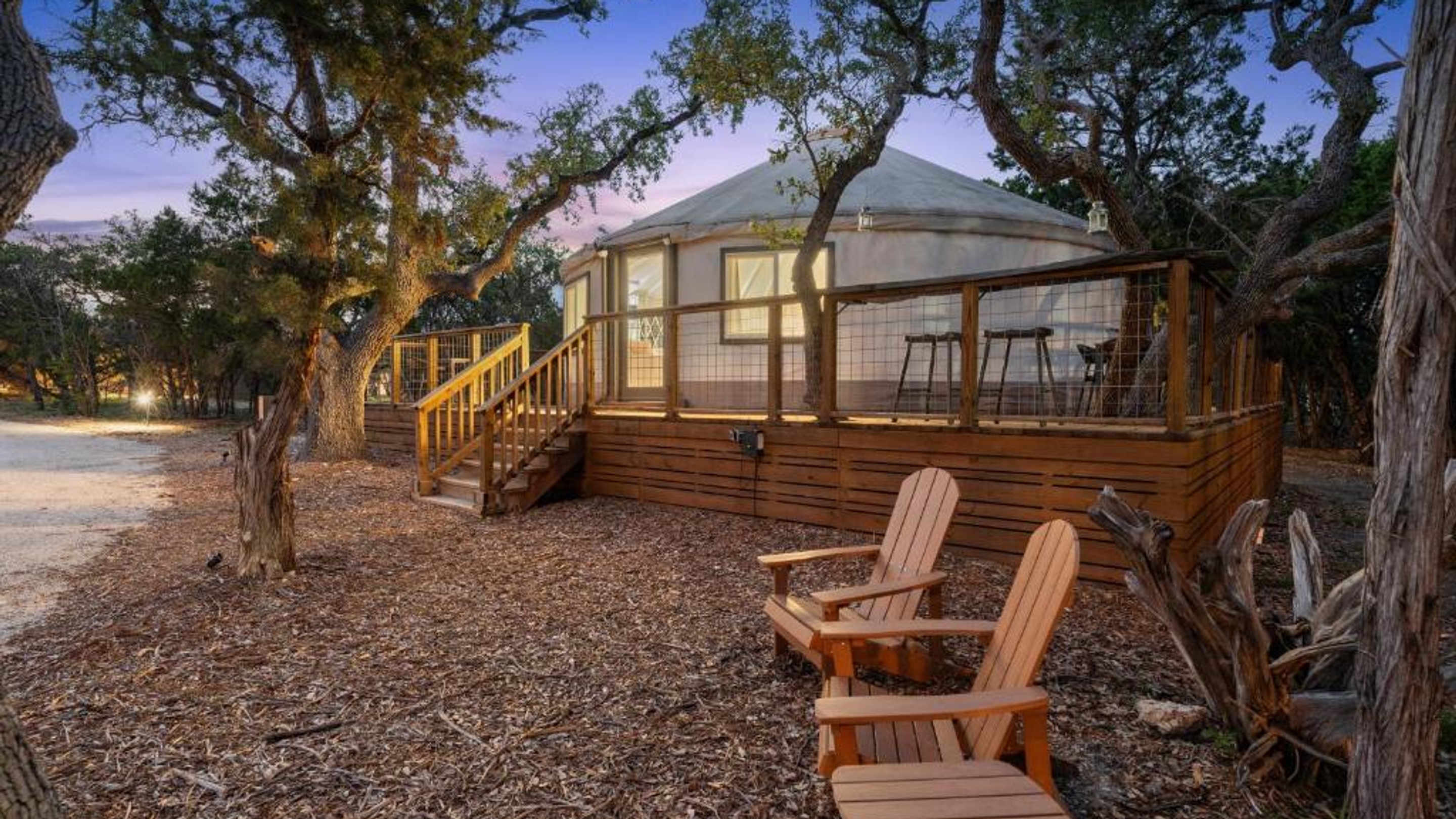 A yurt-style cabin a Cedars Ranch in Texas