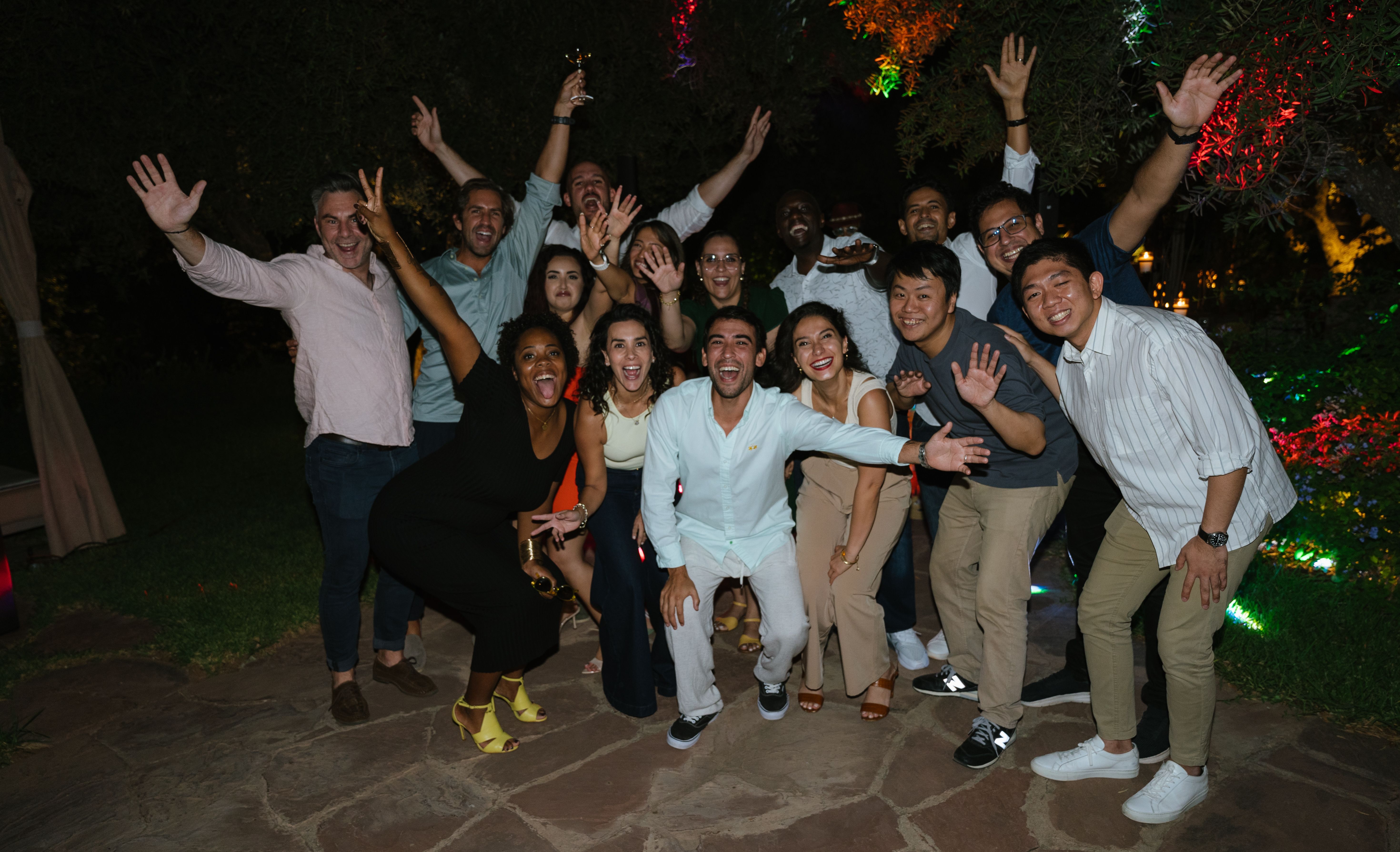 Team celebrating at their annual offsite