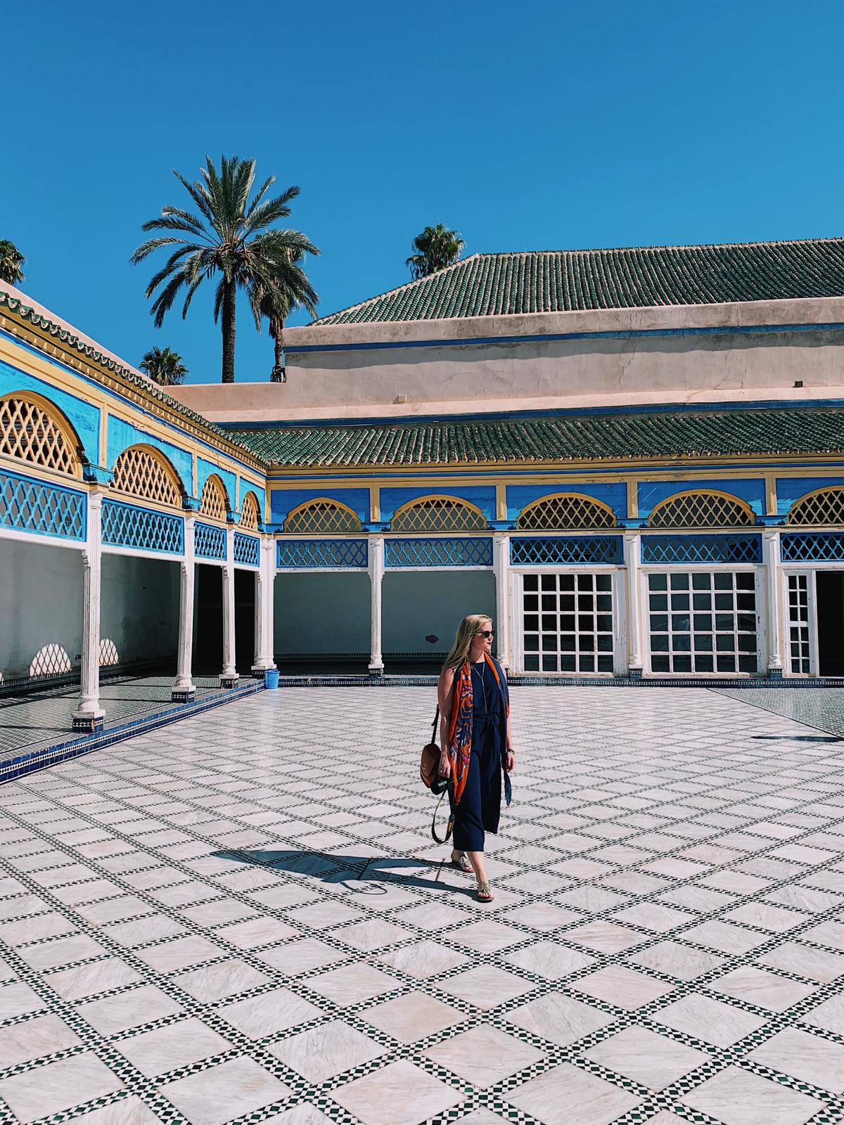 Woman exploring Bahia Palace in Marrakech