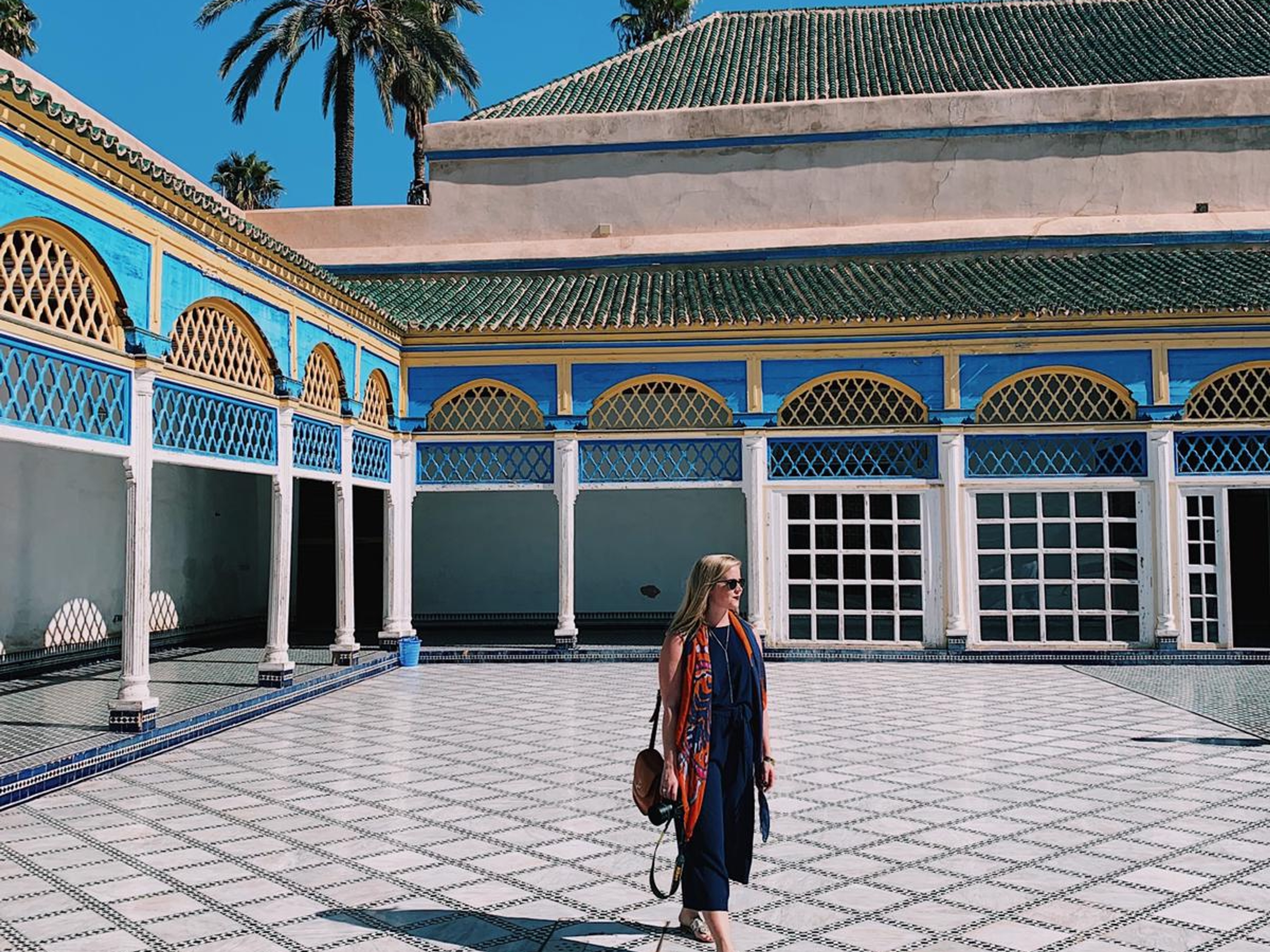 Woman exploring Bahia Palace in Marrakech