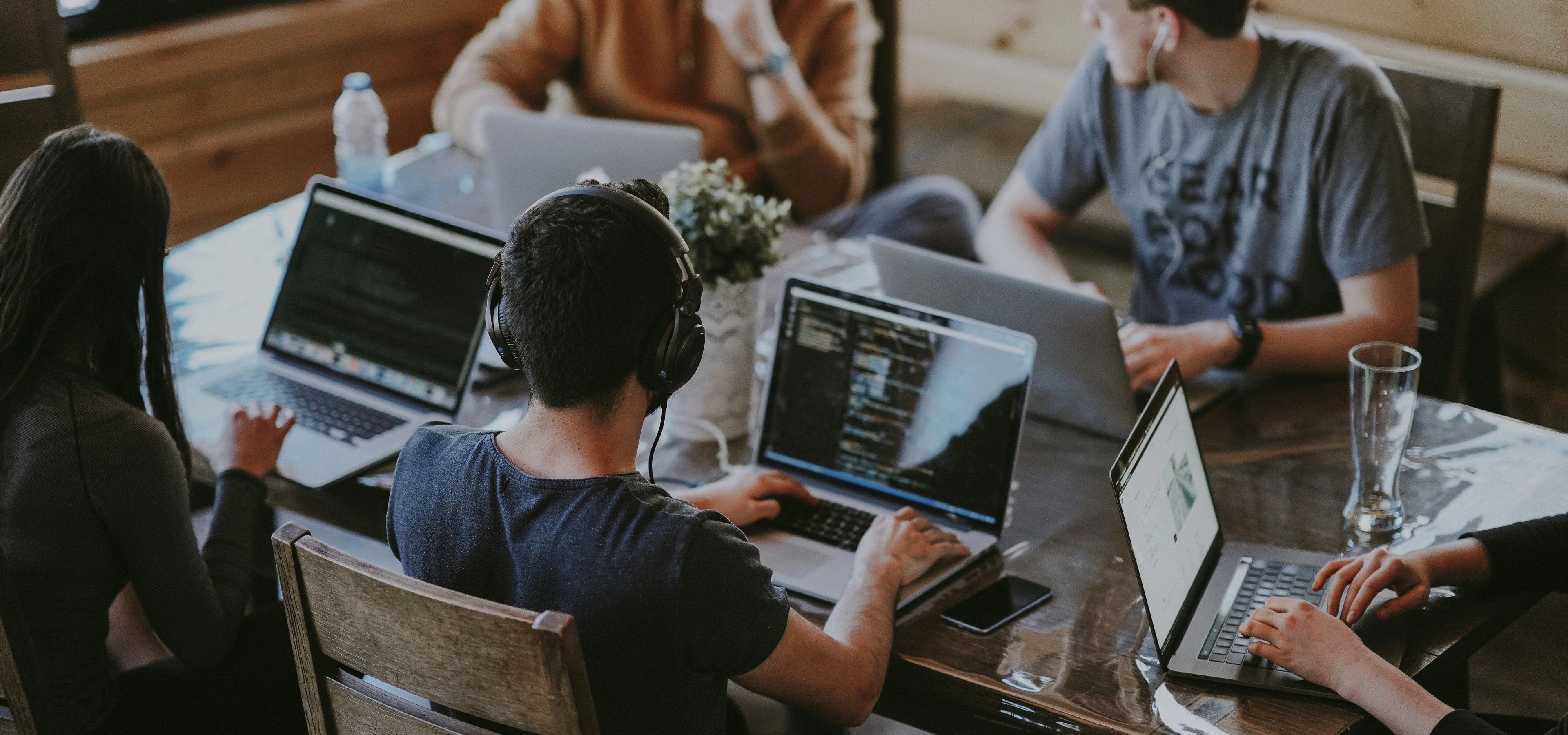 Colleagues working together in an AirBNB