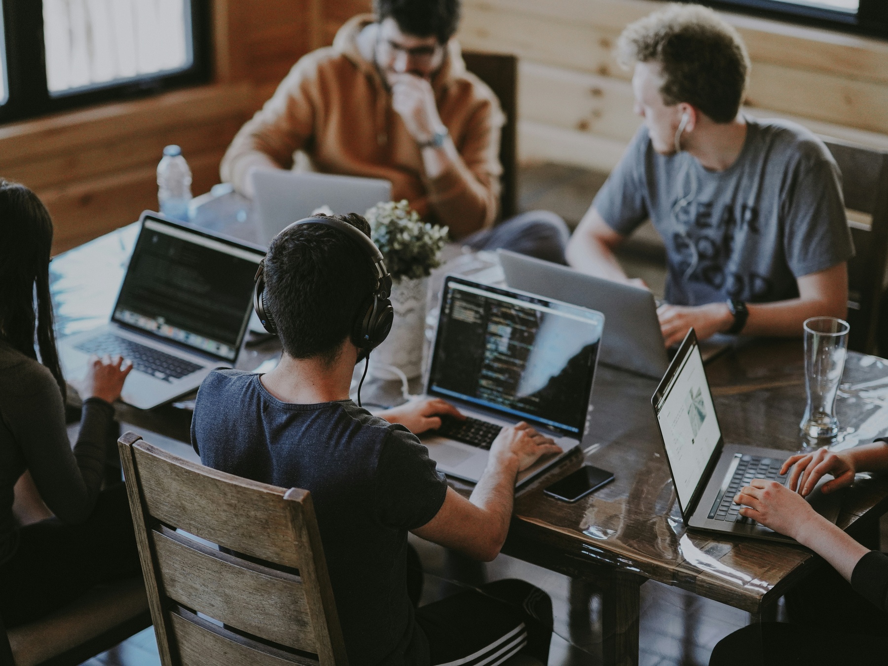 Colleagues working together in an AirBNB