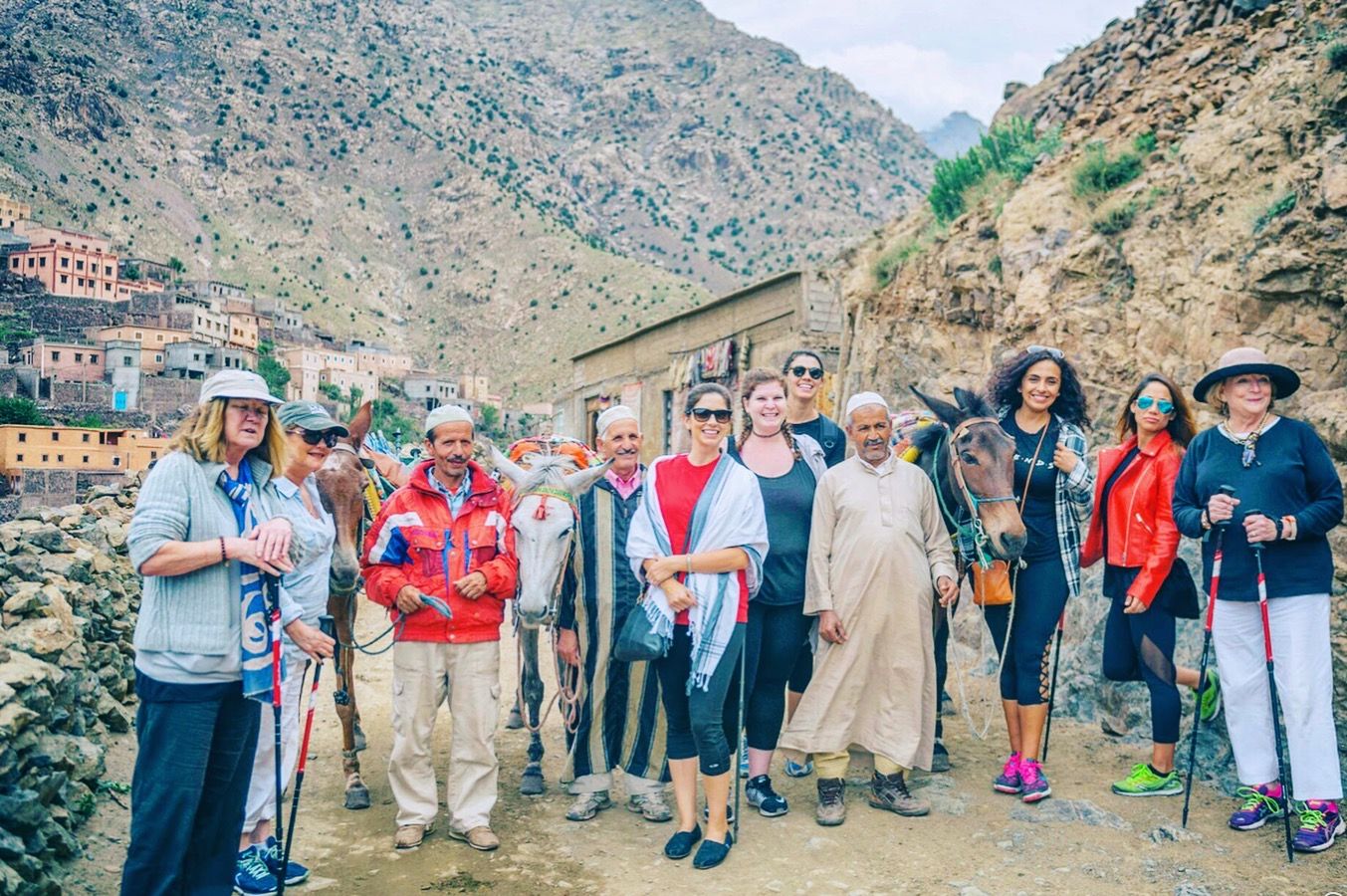 womens group on hike in Atlas Mountains