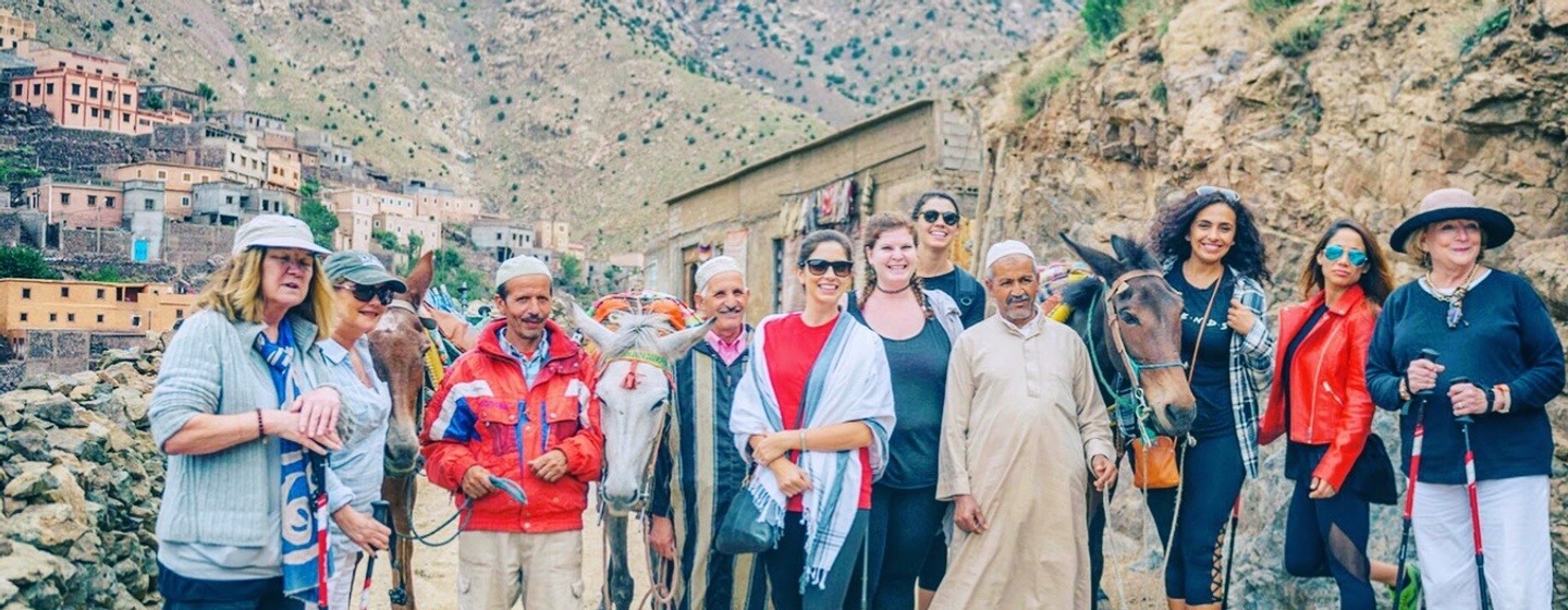 womens group on hike in Atlas Mountains