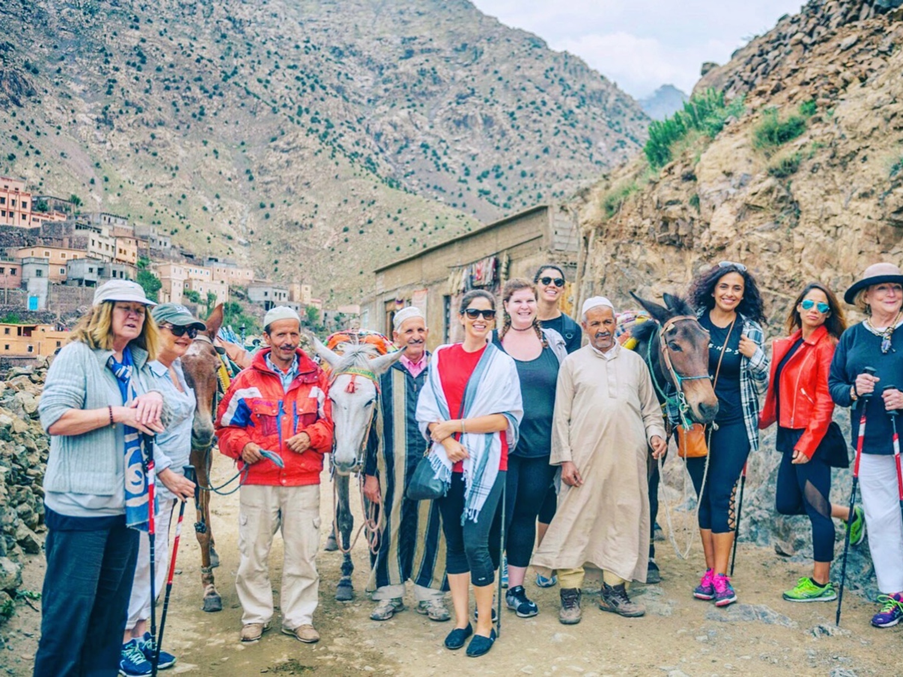 womens group on hike in Atlas Mountains