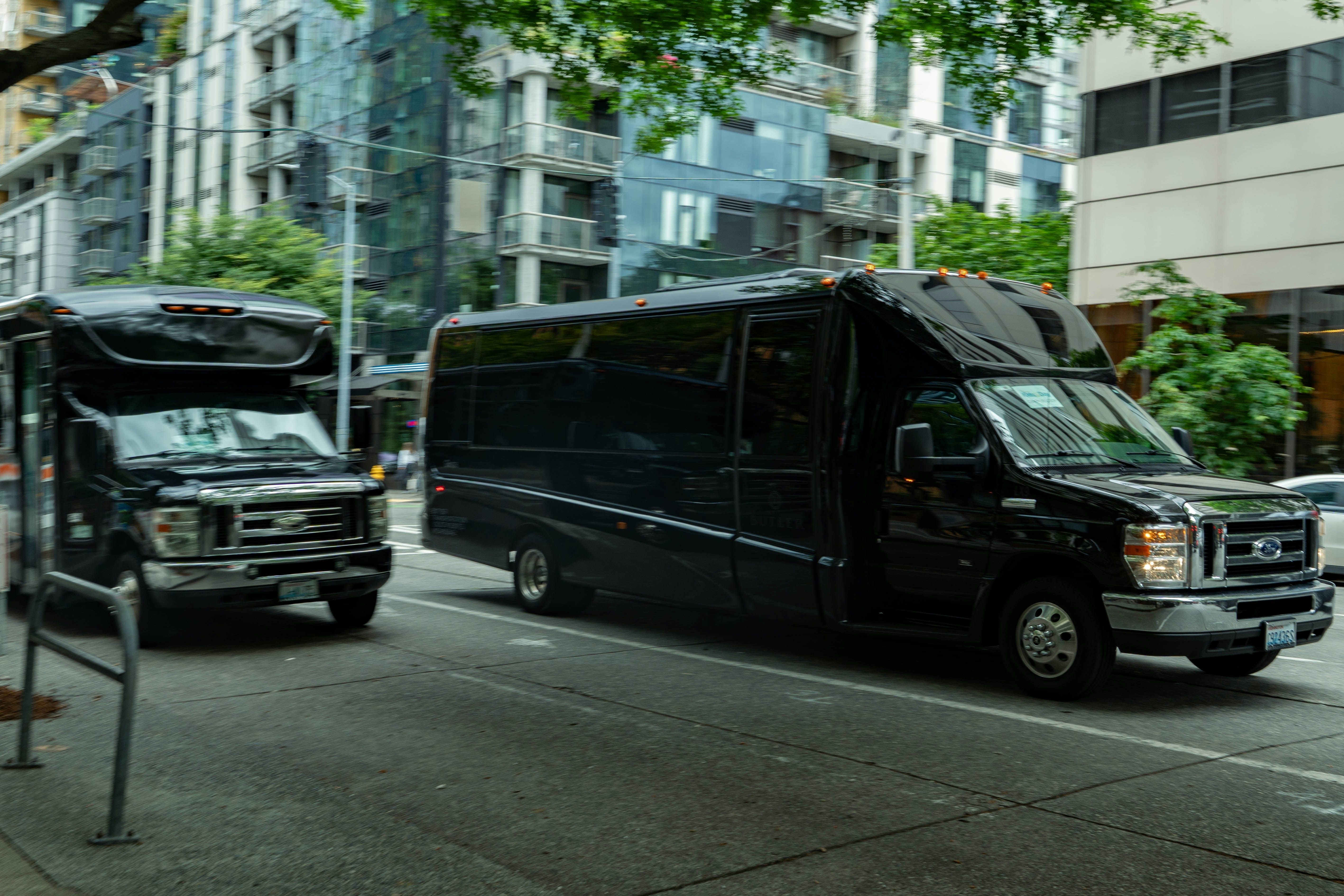 Luxury minibus transporting guests