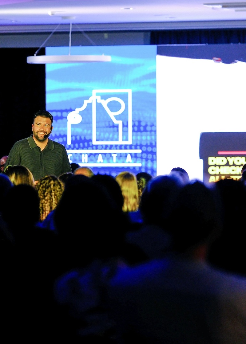 Marketing keynote speaker delivering a high-impact presentation at Sales Kickoff Event.