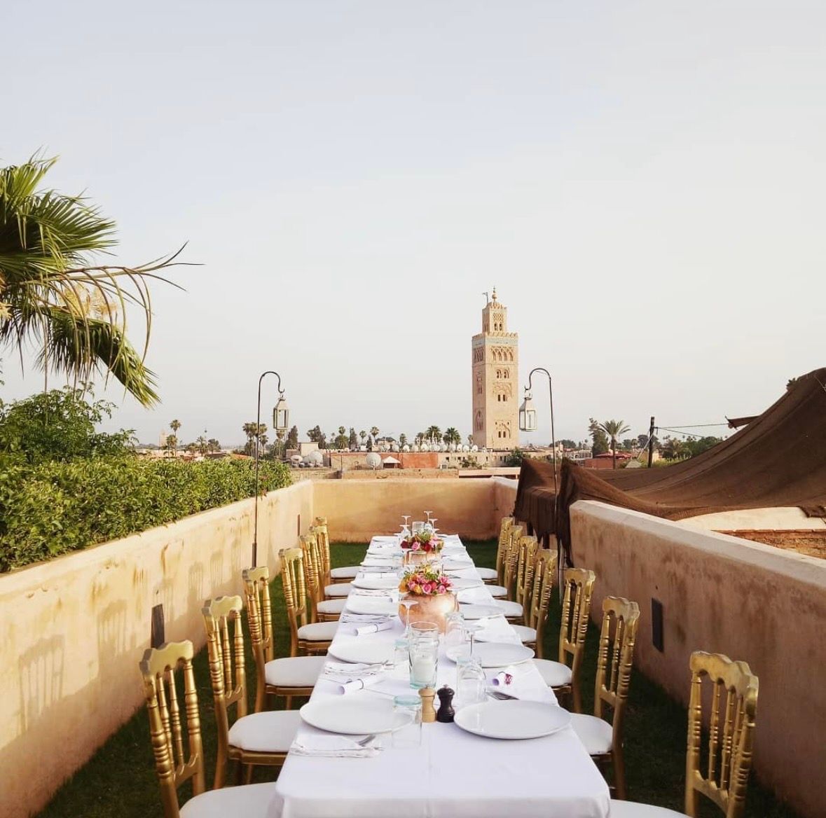 Dining table set for executives at a Marrakech retreat