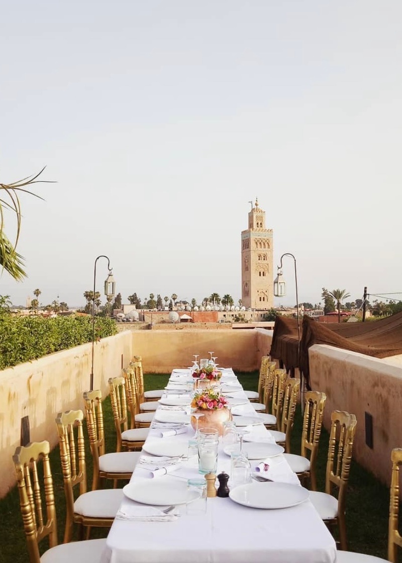 Dining table set for executives at a Marrakech retreat