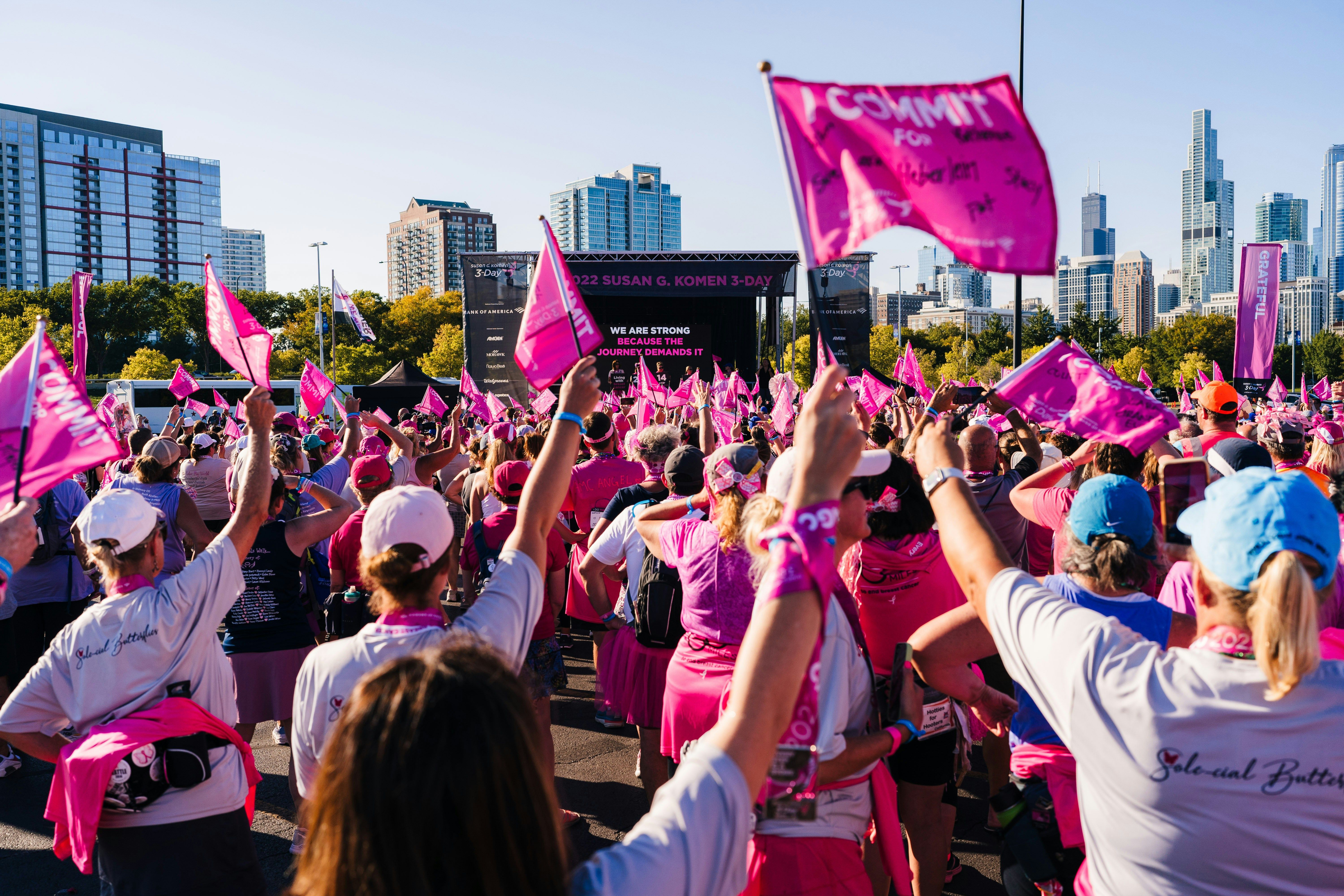 Thousands of supporters at Susan G. Komen Rally for the Cure event