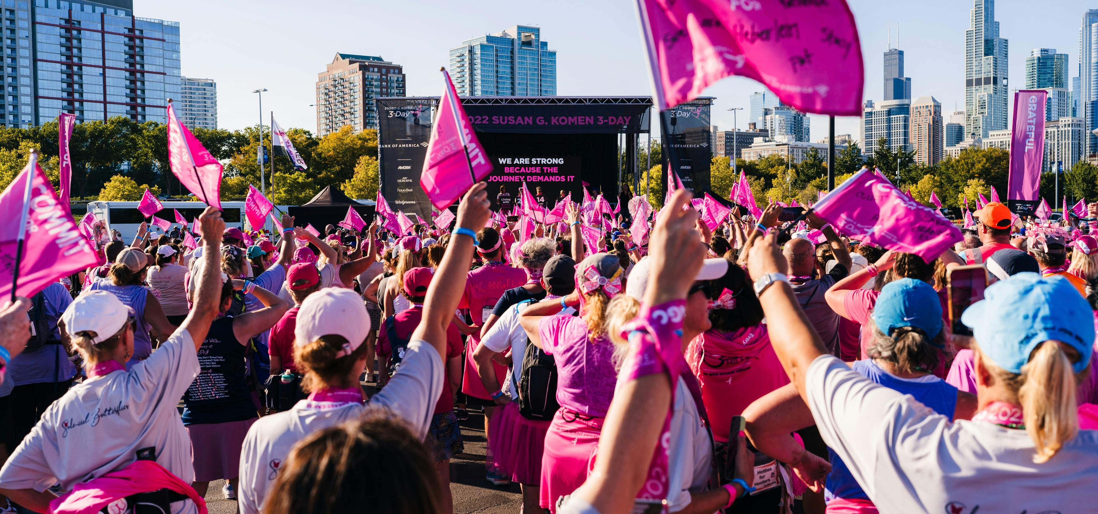 Thousands of supporters at Susan G. Komen Rally for the Cure event