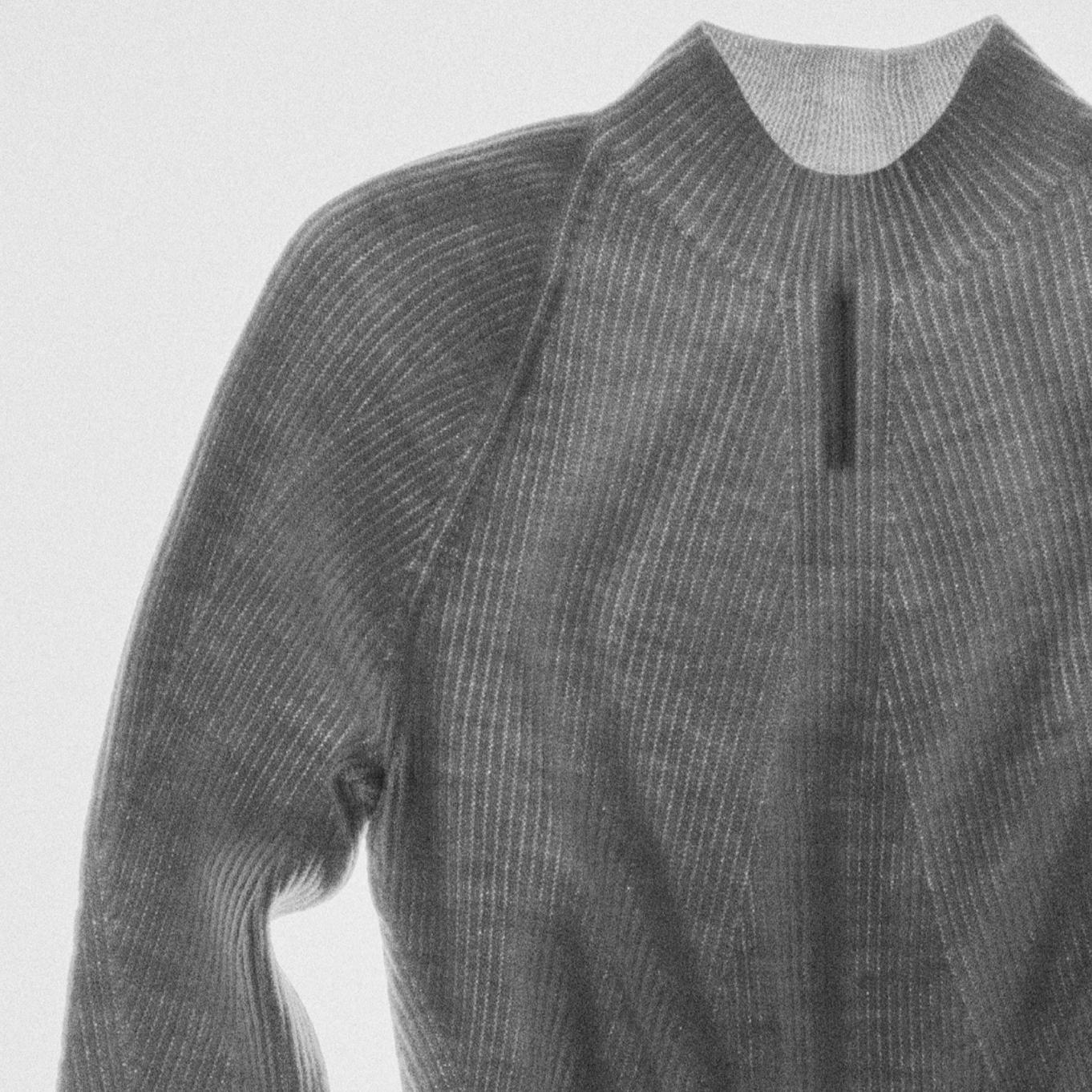 a black and white drawing of a sweater with a zipper on the front .