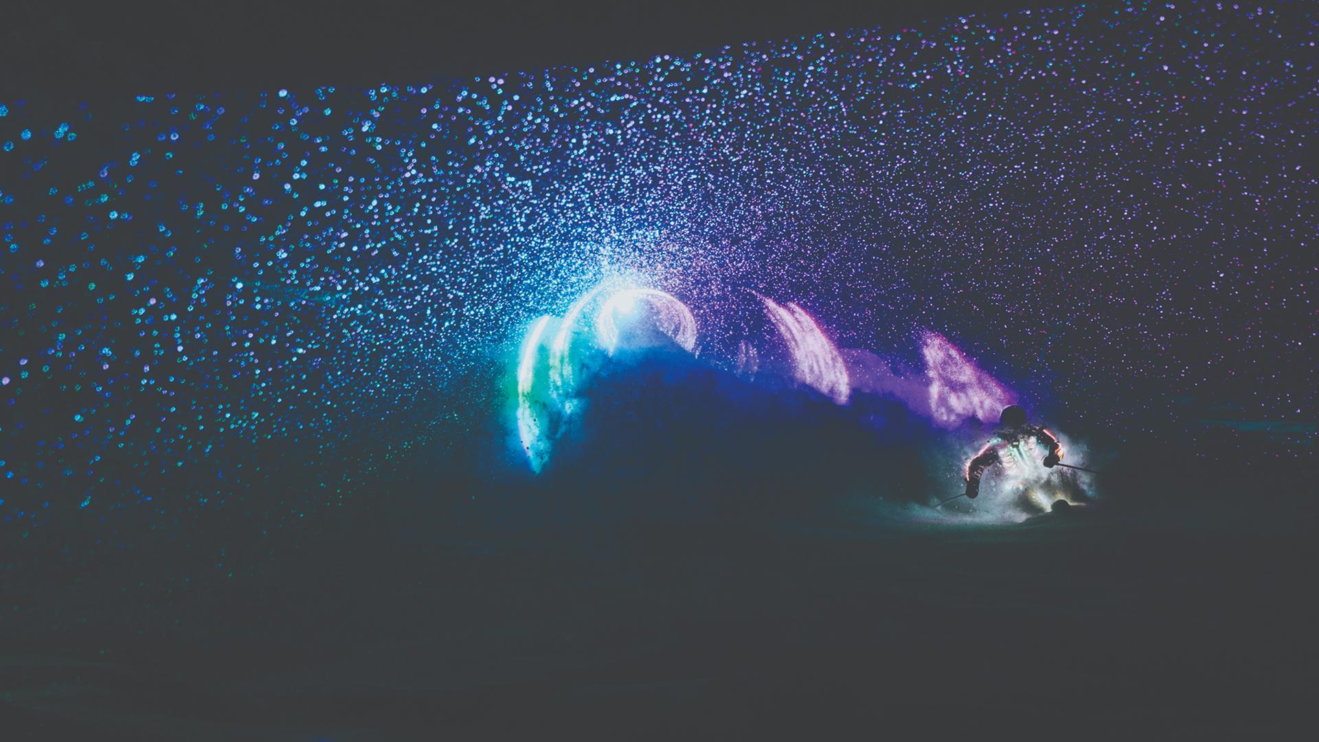 Abstract glowing purple and pink ribbed texture.