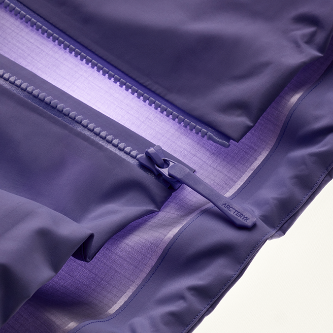 Purple Arc'teryx jacket zipper.