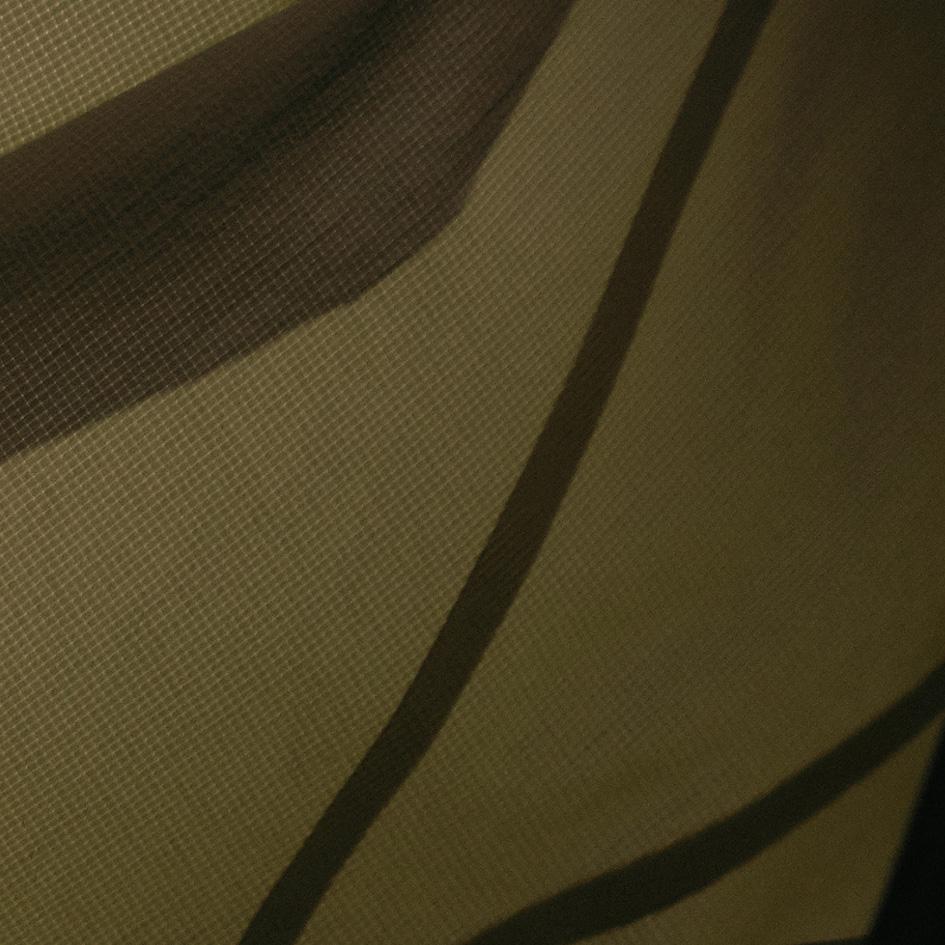 Dark olive green fabric with a subtle grid pattern and darker diagonal stripes.