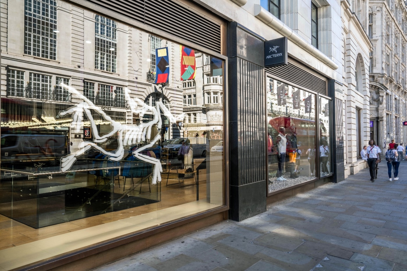 Exterior shot of an Arc'teryx brand store taken from the streets of London
