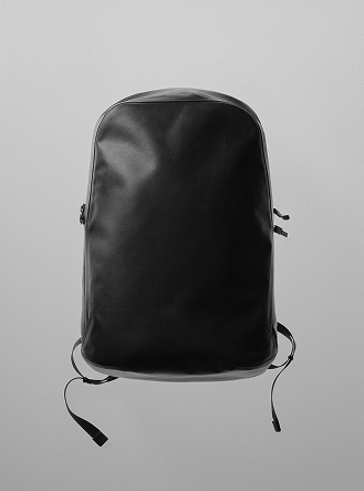 A black textured backpack.