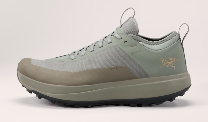 Arc'teryx Sylan Gore-Tex trail running shoe in light sage green.