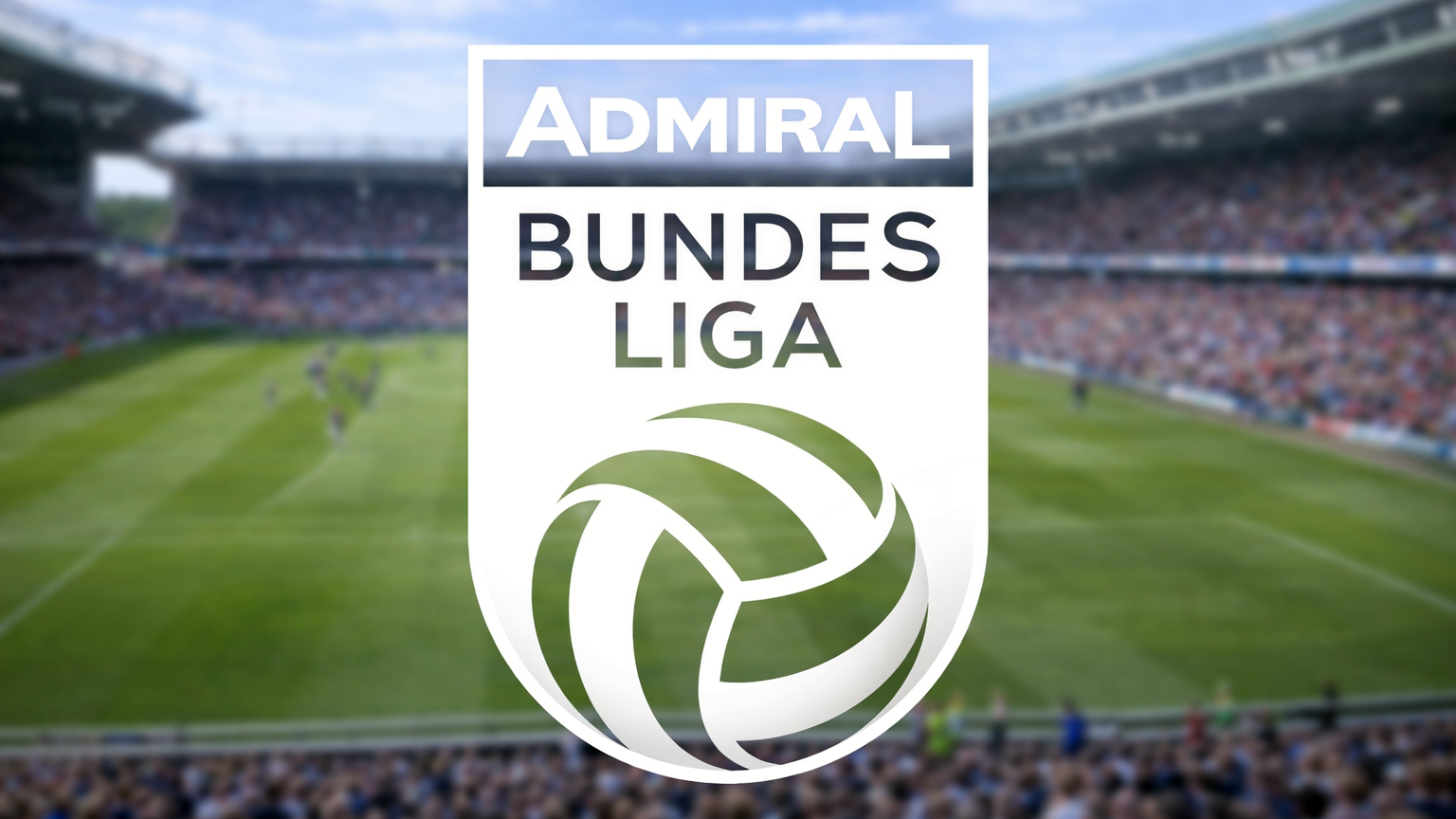 Logotipo de Admiral Bundesliga superpuesto sobre una imagen borrosa de un estadio de fútbol.