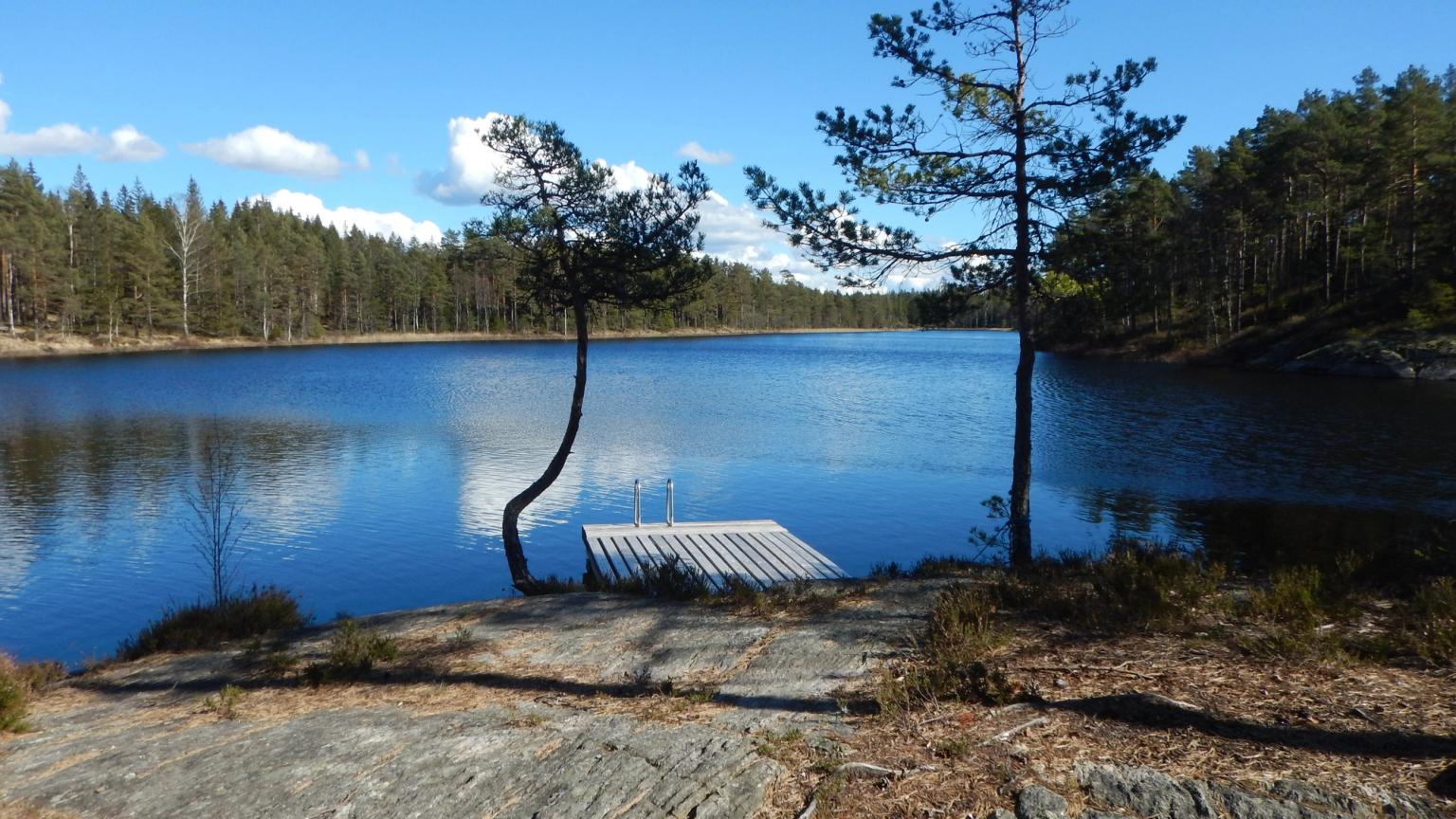 der er en dock i midten af søen