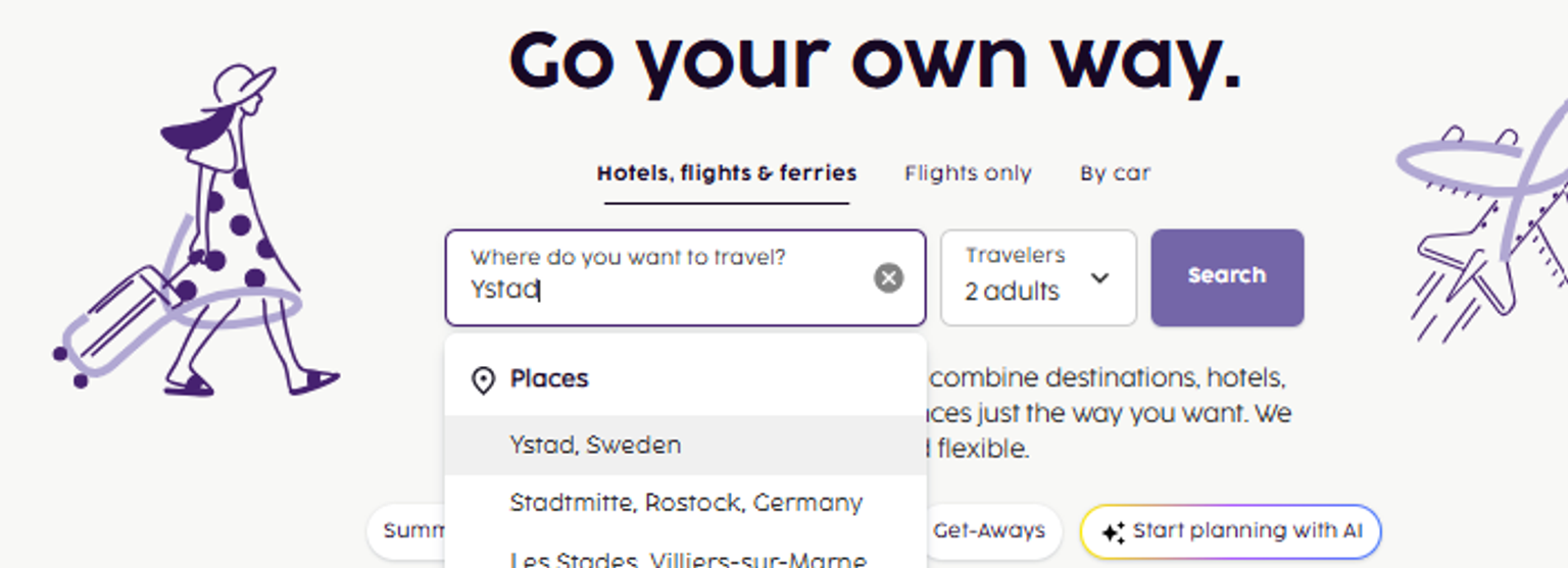 a website that says go your own way on it
