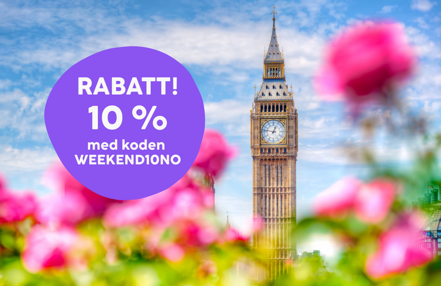 10 % på weekendreiser