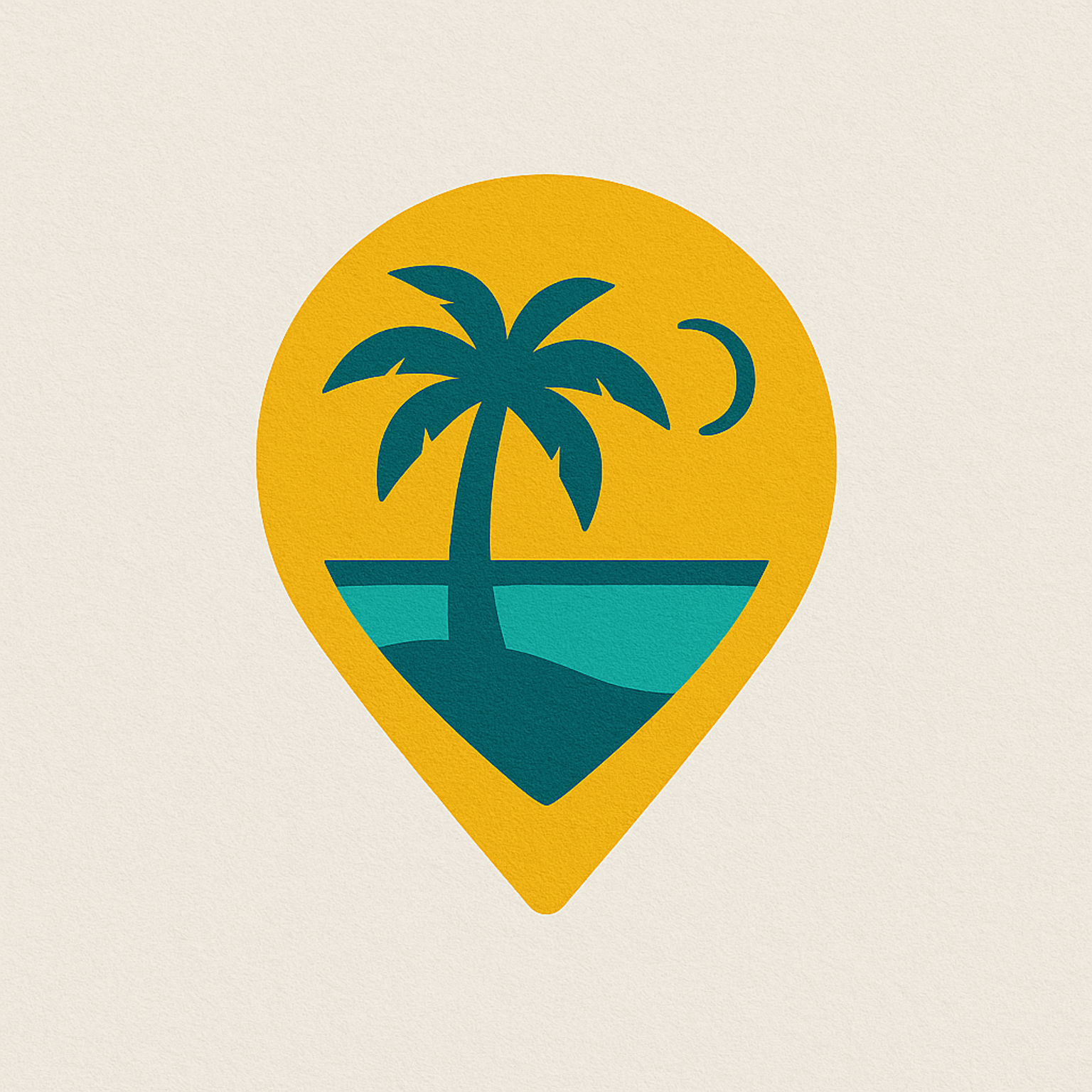 en gul nål med et palmetræ og en halvmåne