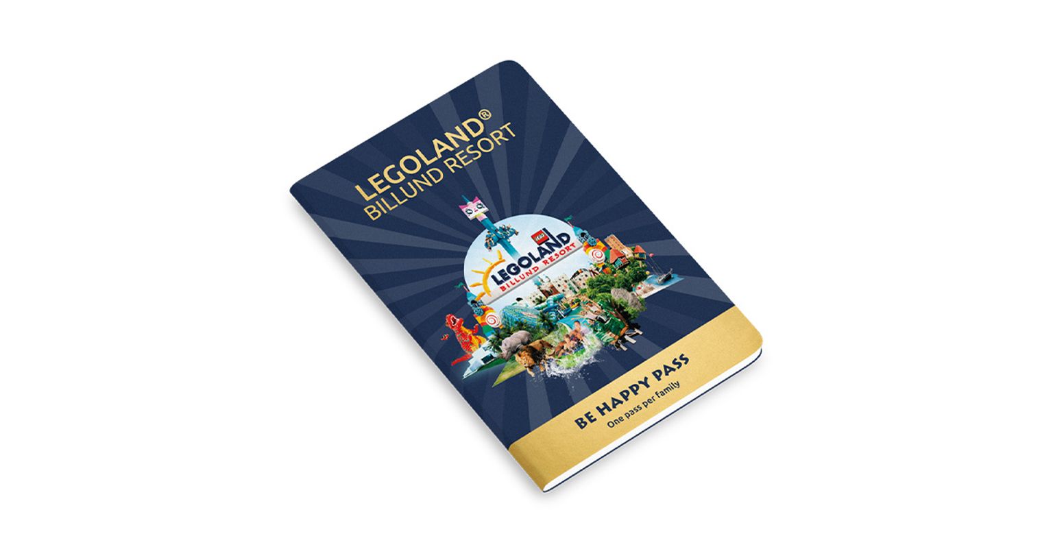 en legoland billlund resort vara glad pass ligger på toppen av ett vitt bord