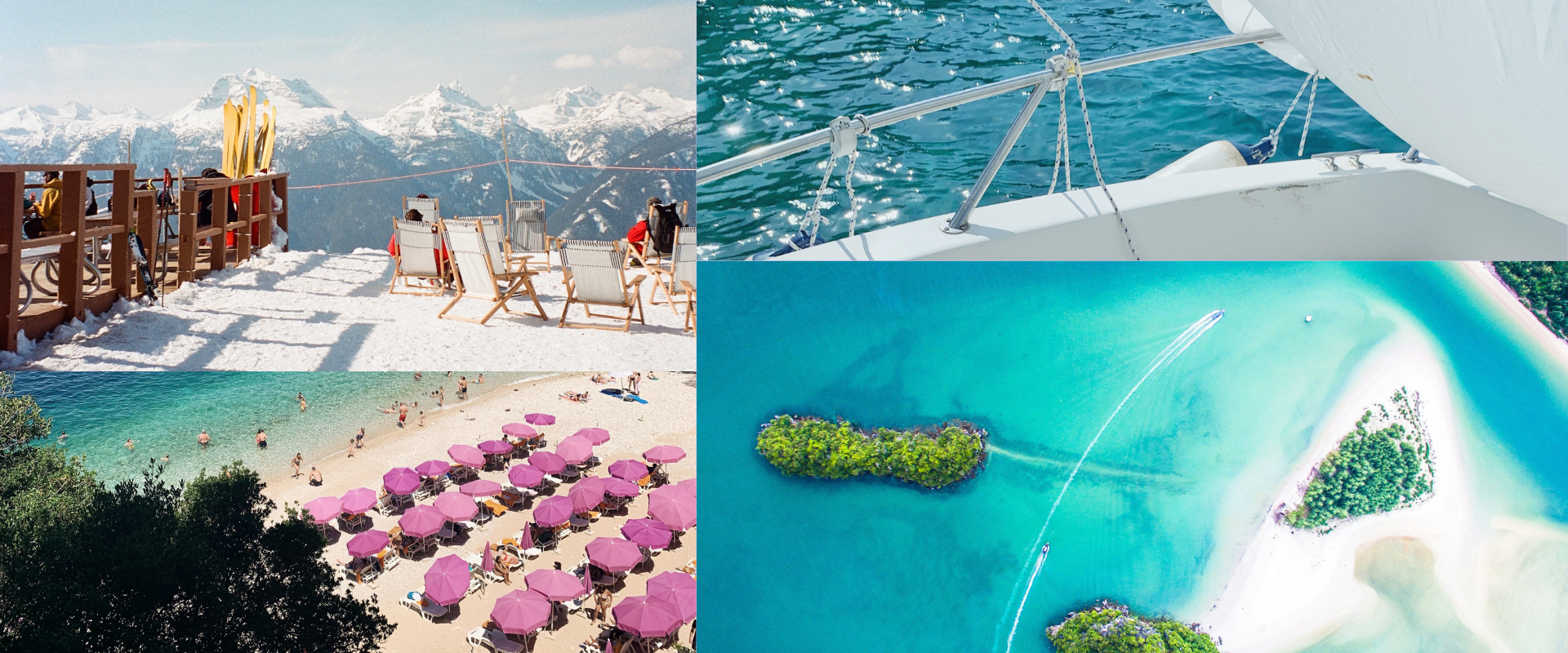 Collage med inspirerende rejsebilleder fra Sembo