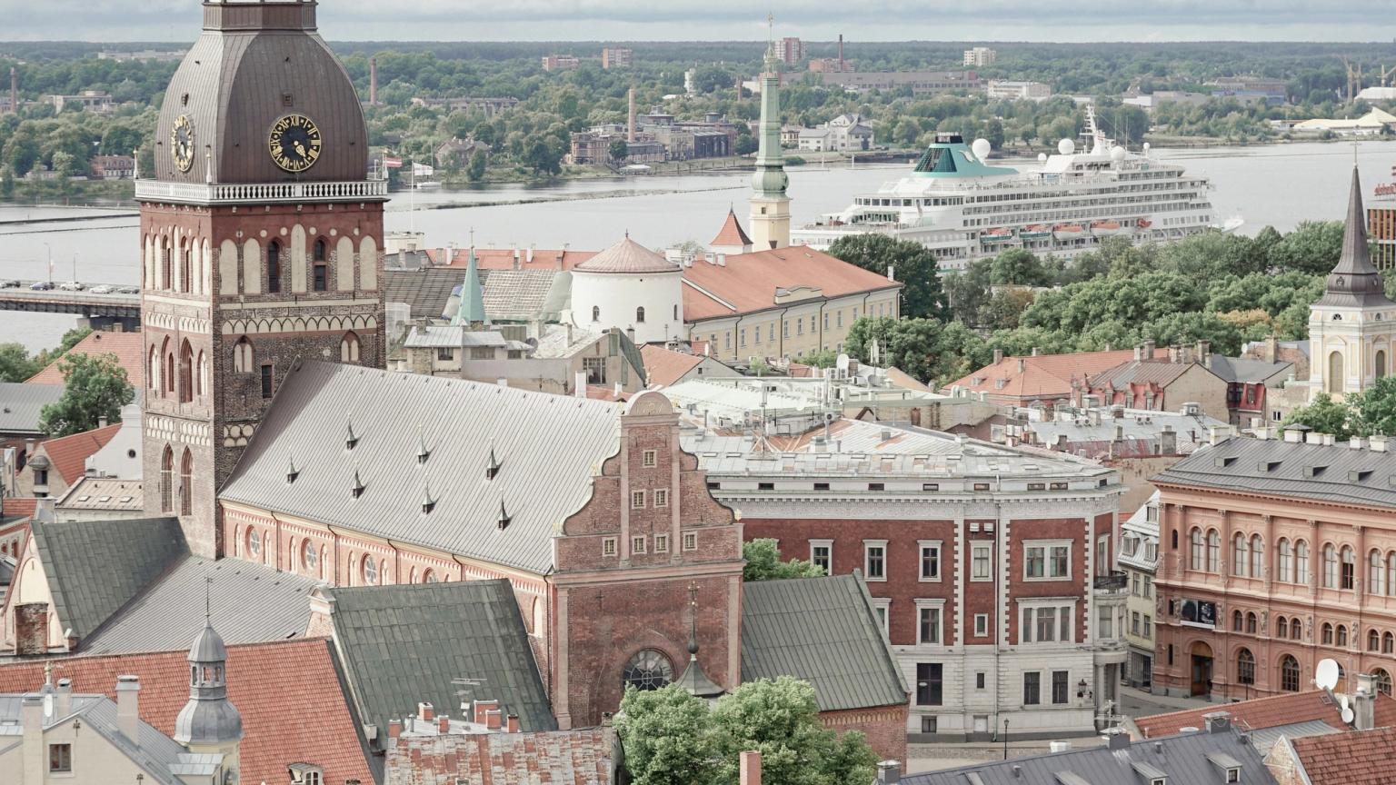 an aerial view of a city with a clock tower that says 'clock tower' on it