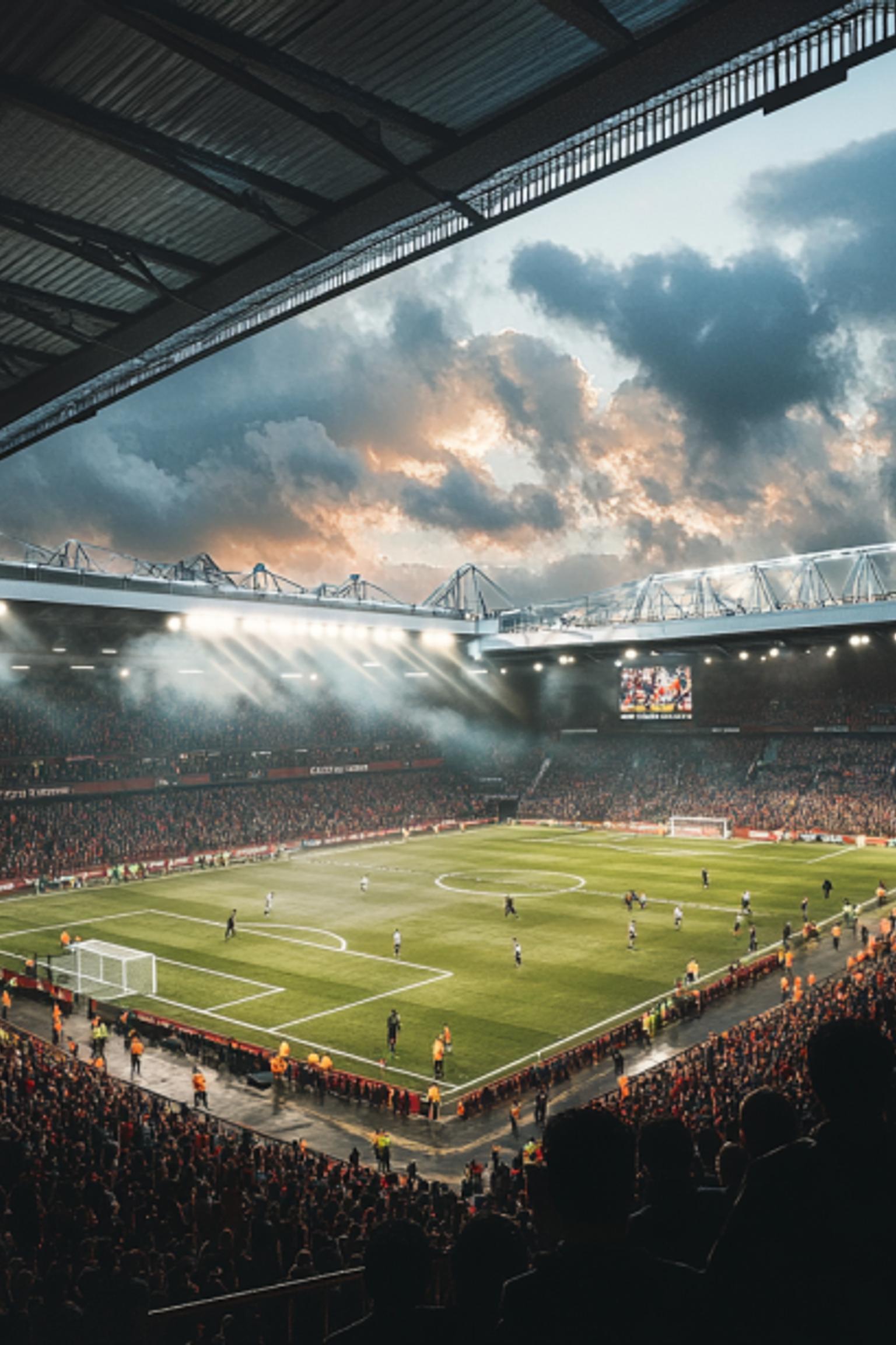 en fodboldstadion fyldt med mennesker, der ser en kamp