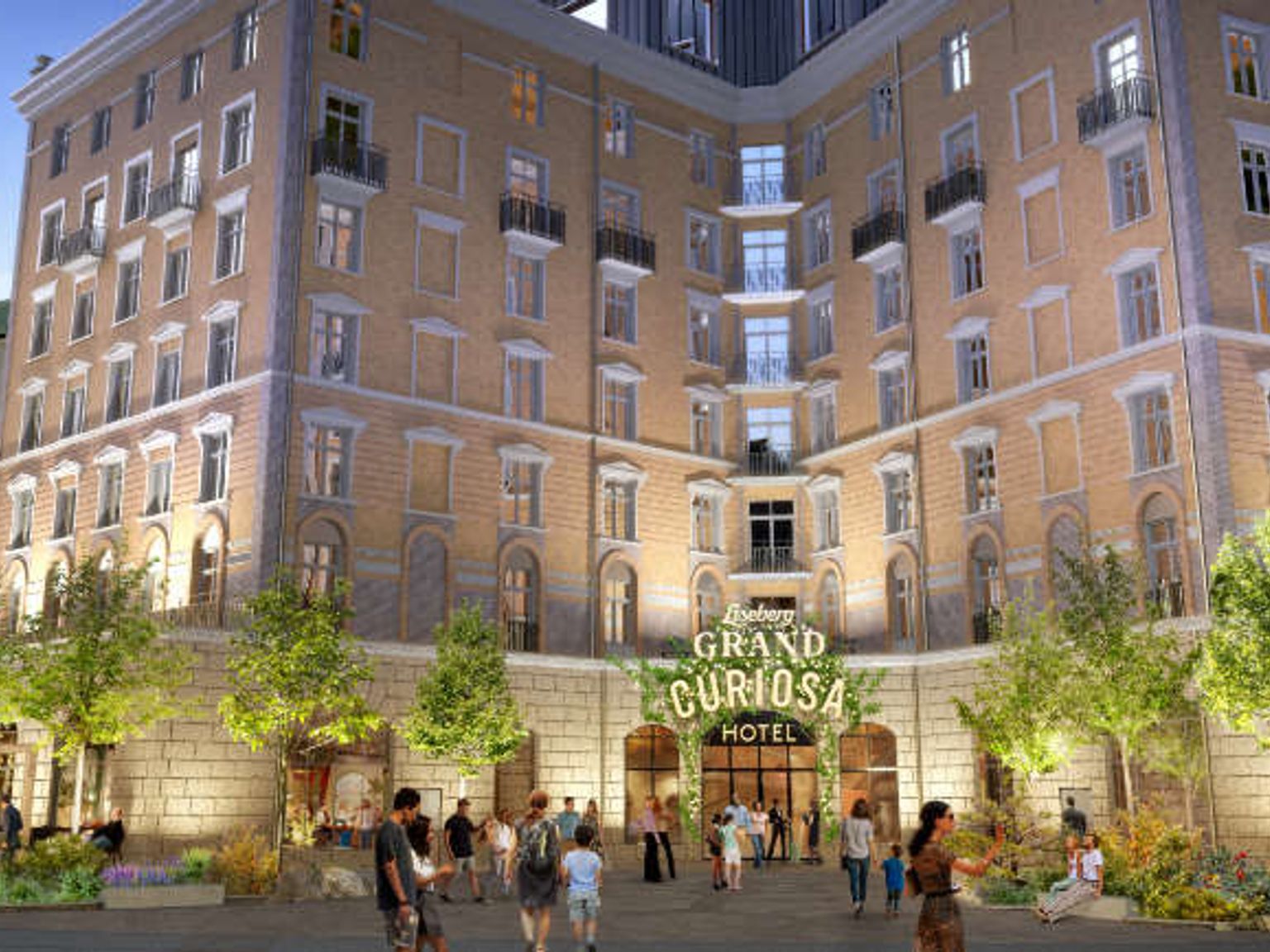 eine künstlerische Darstellung des Hotels 'Grand Curiosa'
