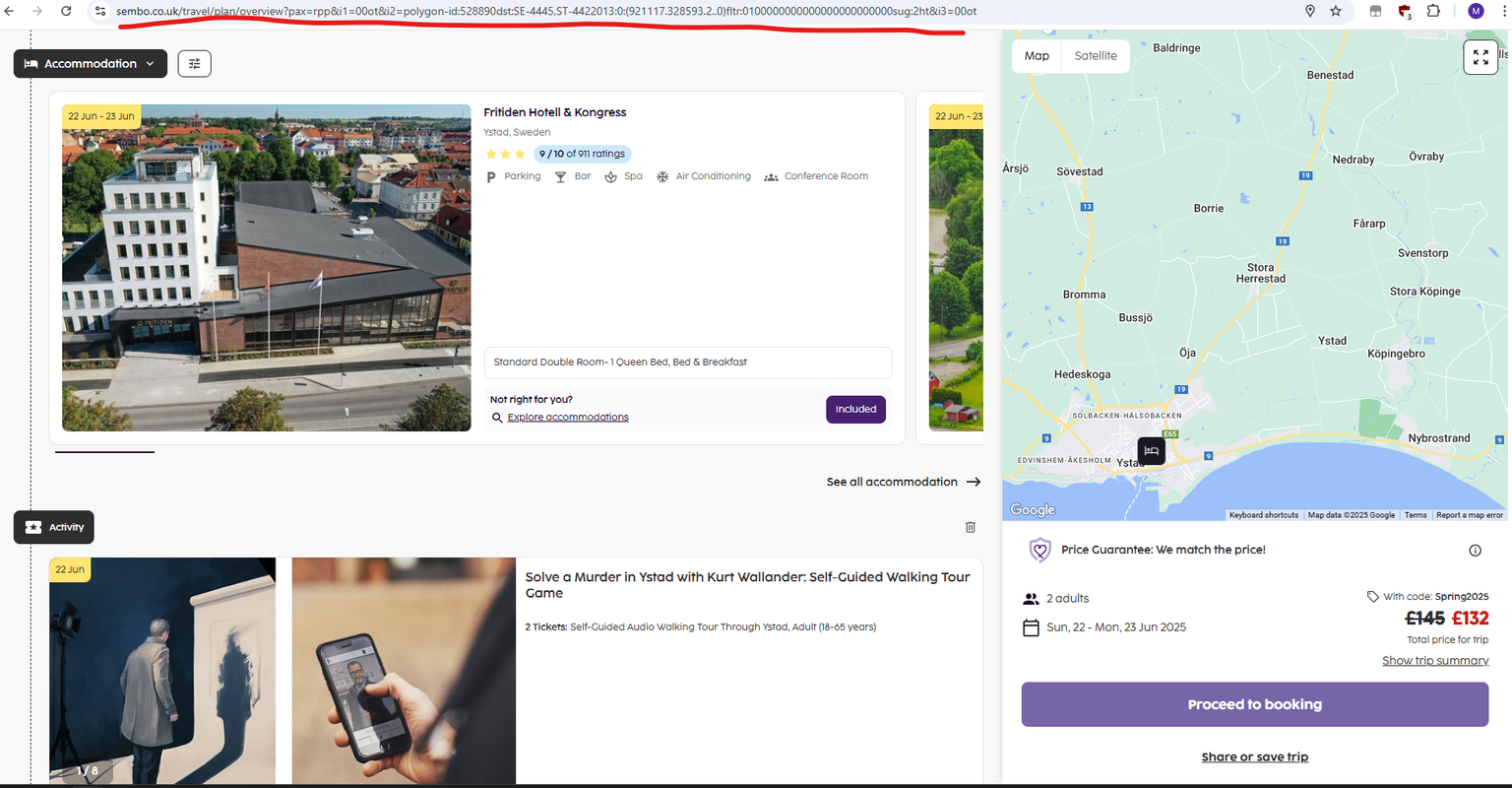 a screenshot of a website showing a hotel and a map