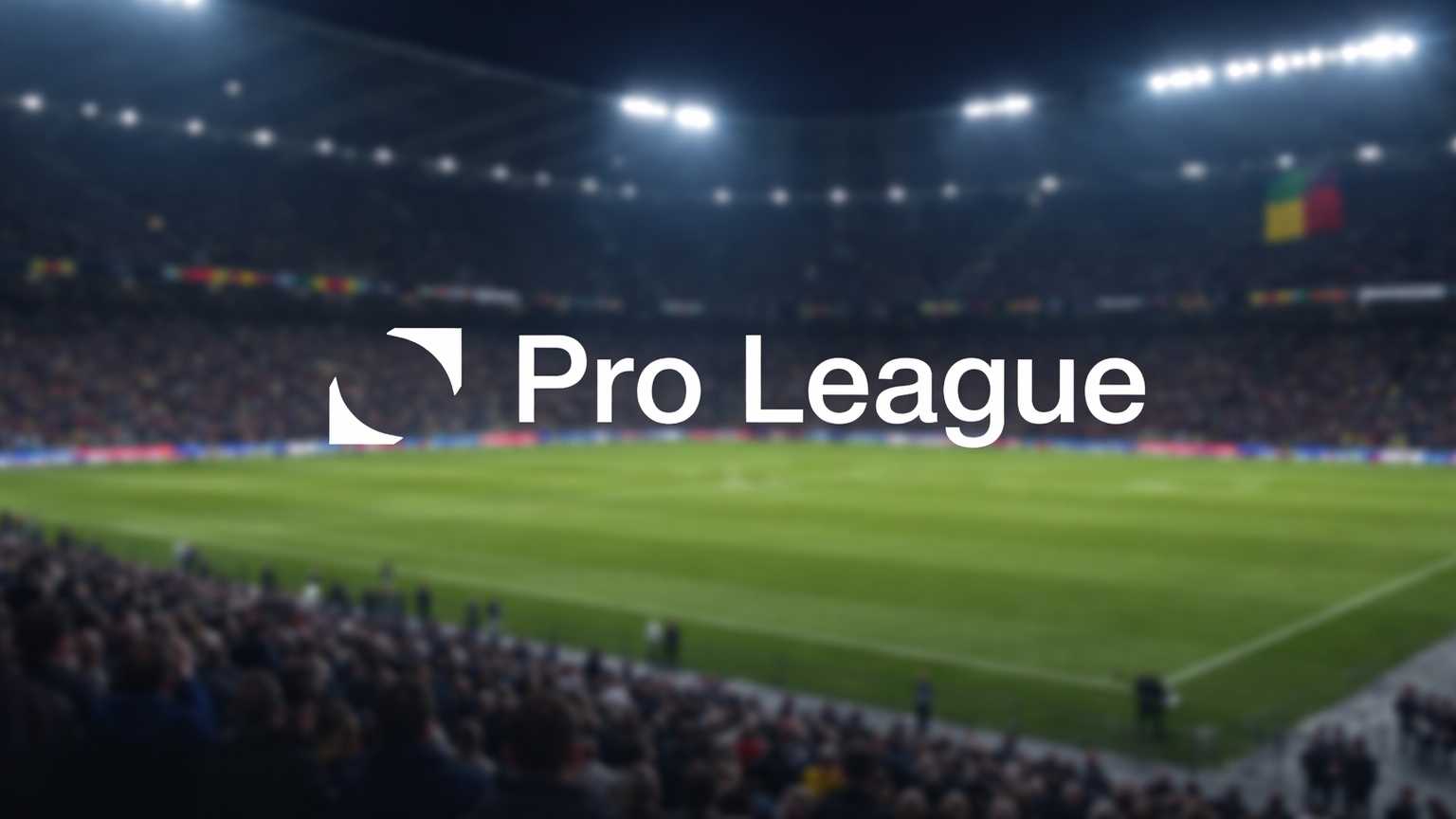 Pro League logo and text over a blurred football stadium.