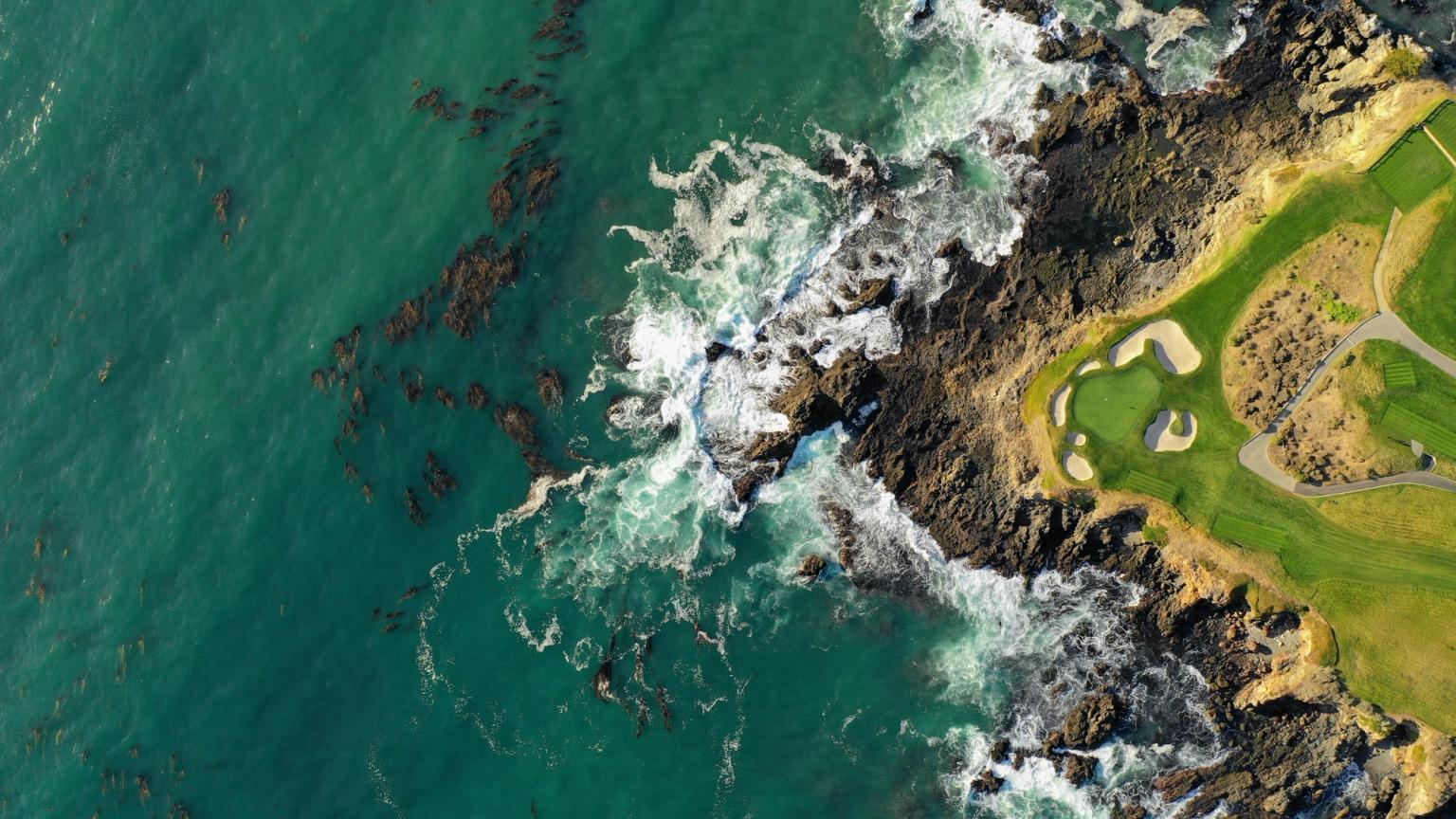 Golf course and ocean