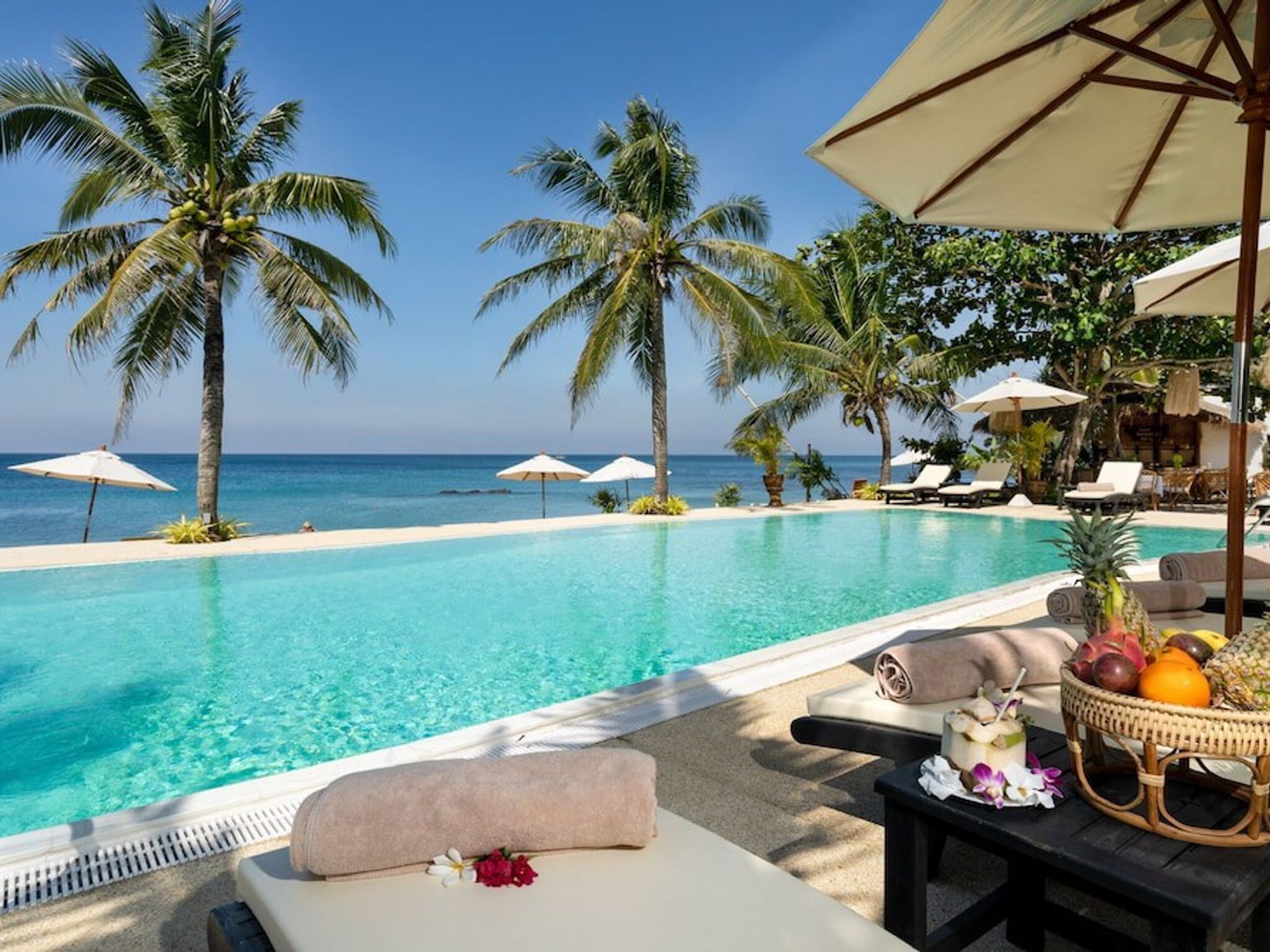 pool and a tropical beach