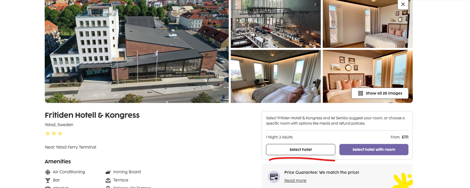 a screenshot of the fritiden hotel & kongress website